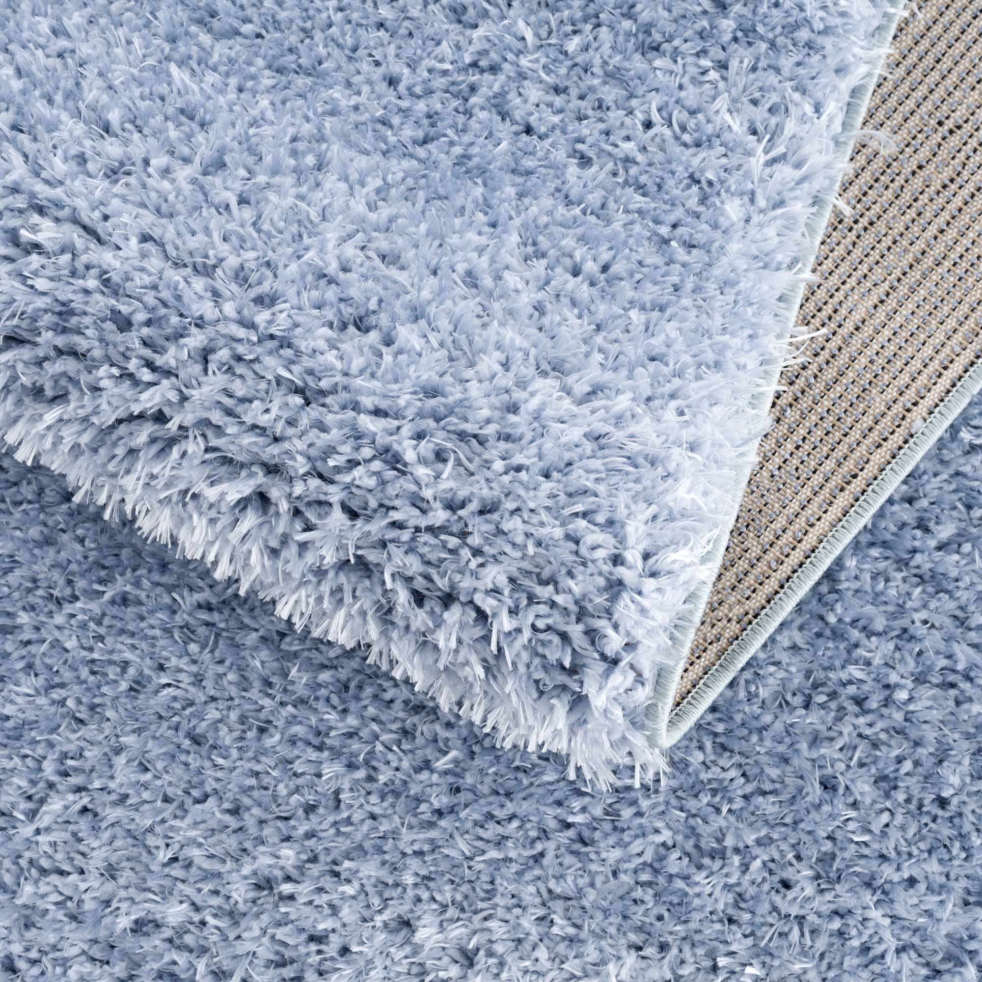 Blue Solid Plush Design Washable Area Rug - Image 16