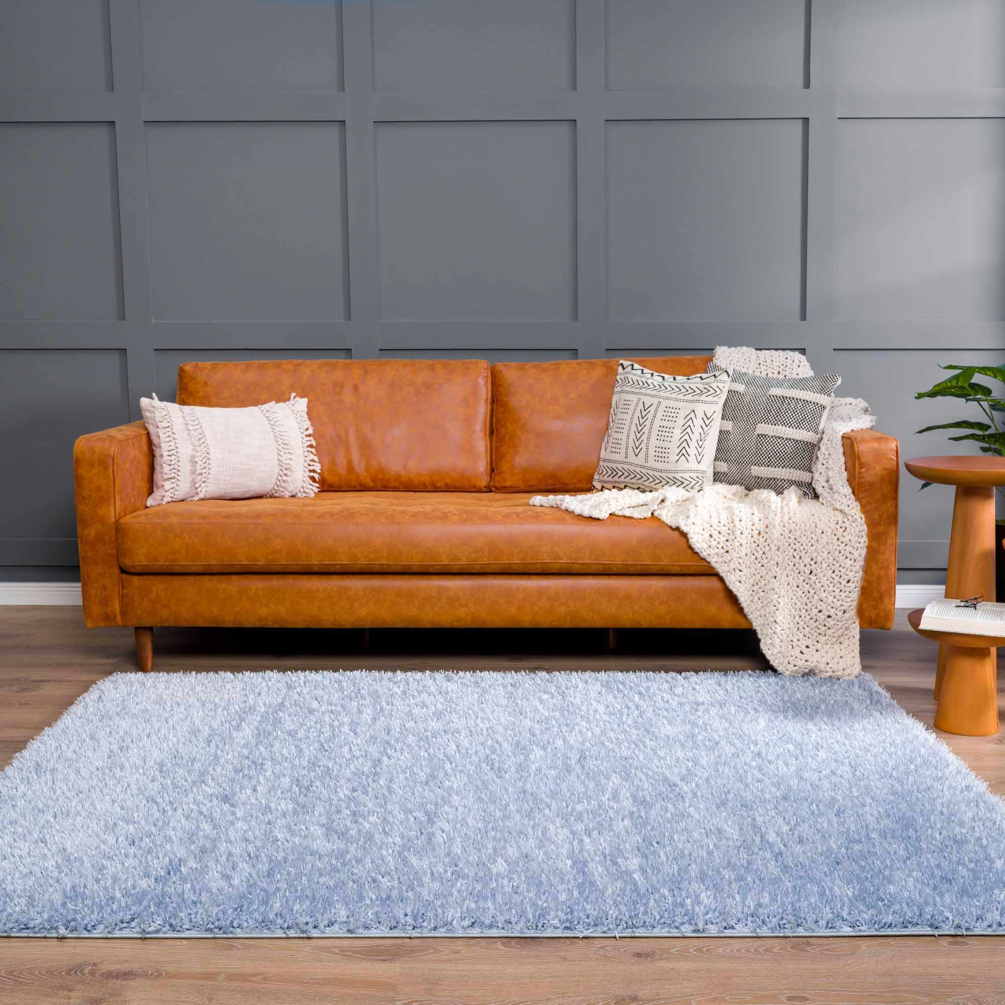 Blue Solid Plush Design Washable Area Rug - Image 5