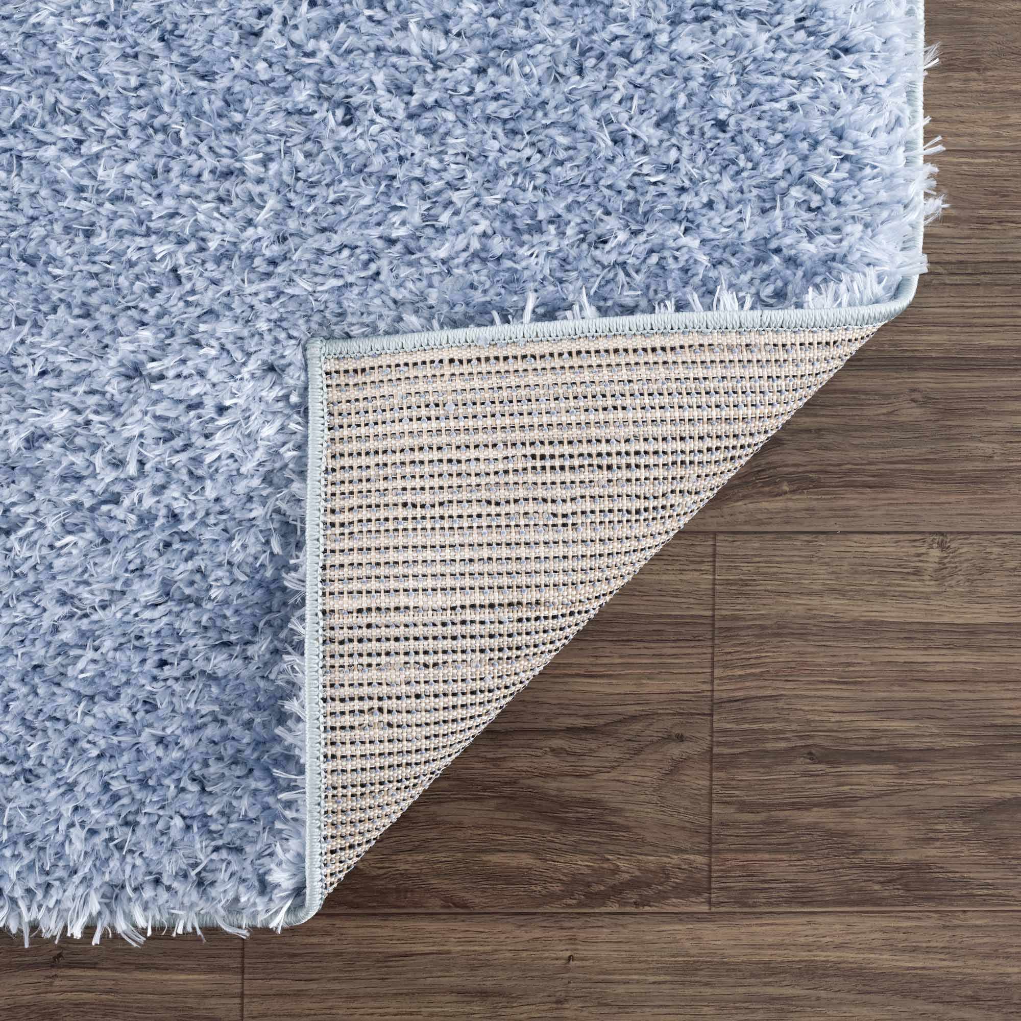 Blue Solid Plush Design Washable Area Rug - Image 6