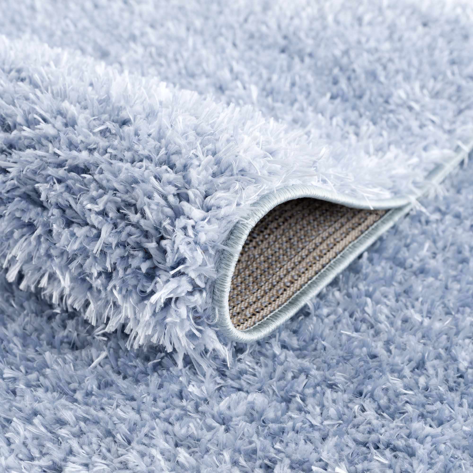 Blue Solid Plush Design Washable Area Rug - Image 7