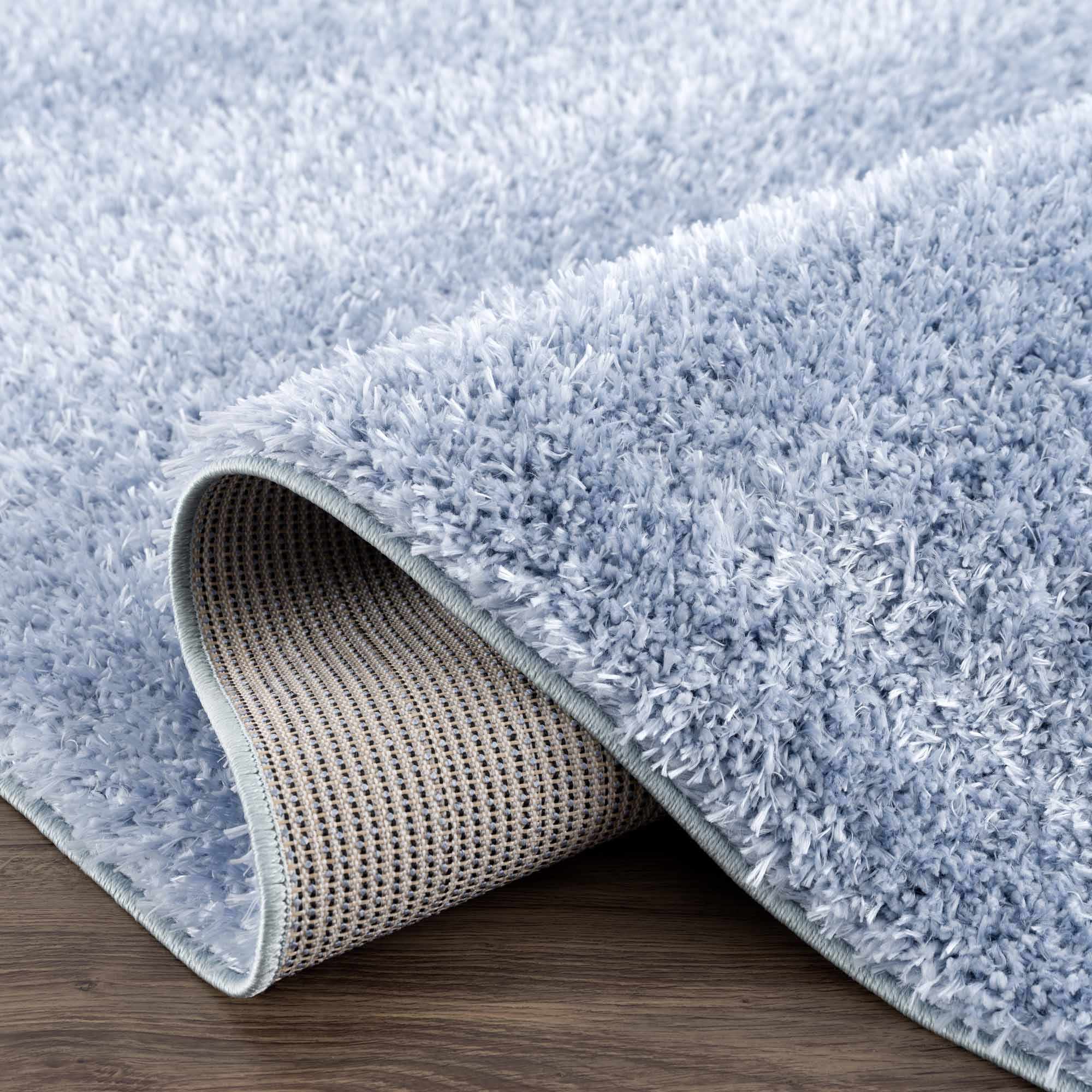 Blue Solid Plush Design Washable Area Rug - Image 8