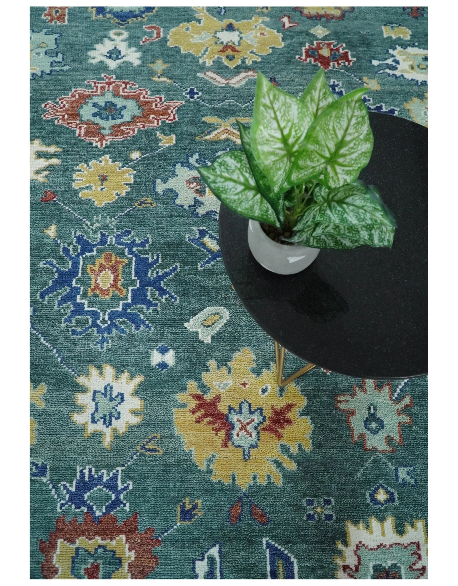 8x10 All Wool Traditional Persian Blue Teal and Ivory Vibrant Colorful Hand knotted Oushak Area Rug - Image 9