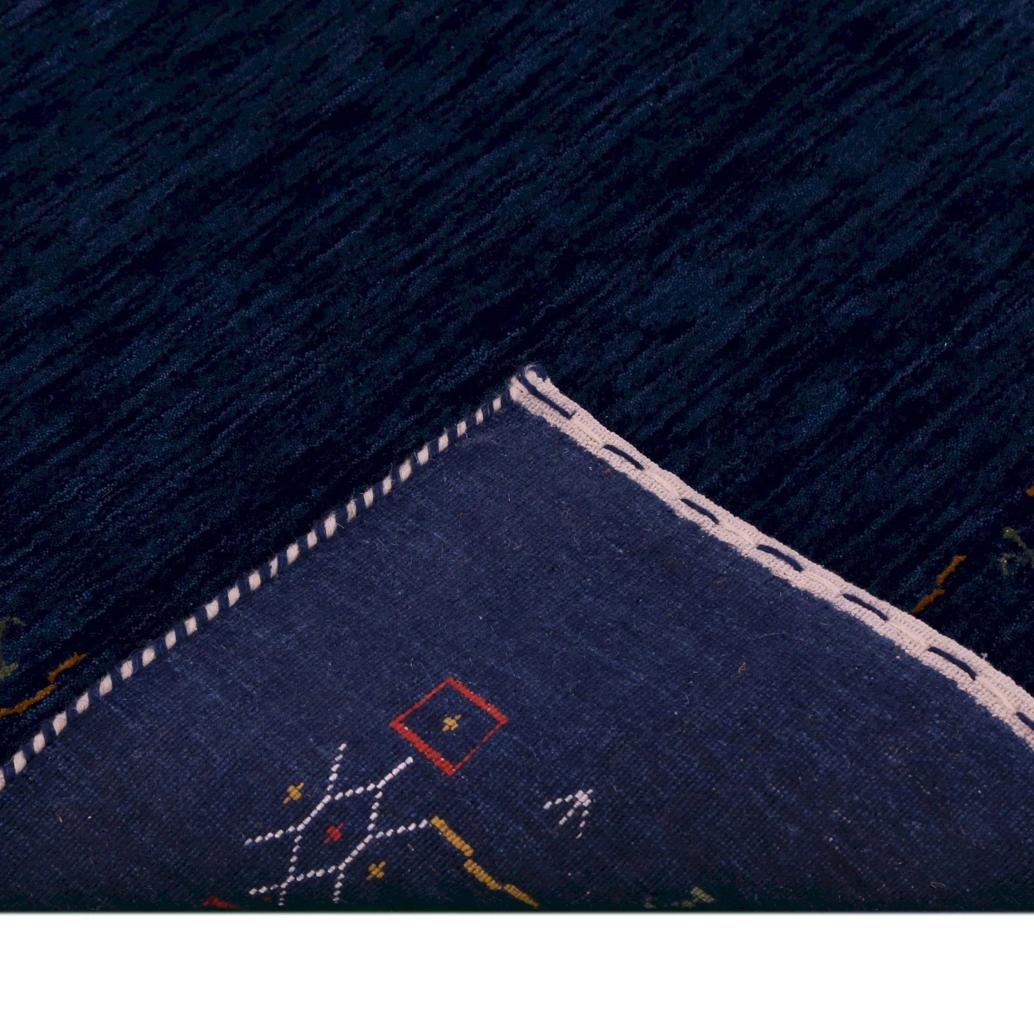 Blue Tribal Border Design Hand Loomed Wool Area Rug - Image 7
