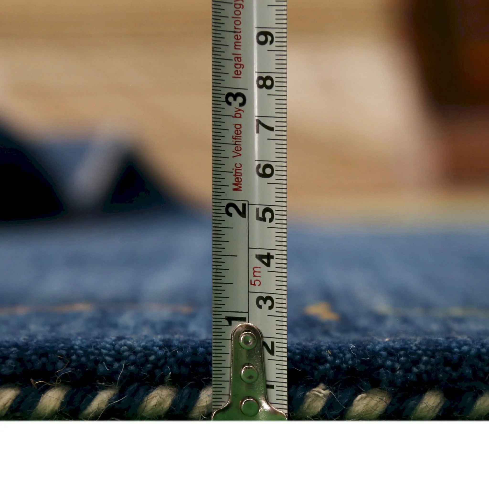 Blue Tribal Border Design Hand Loomed Wool Area Rug - Image 8