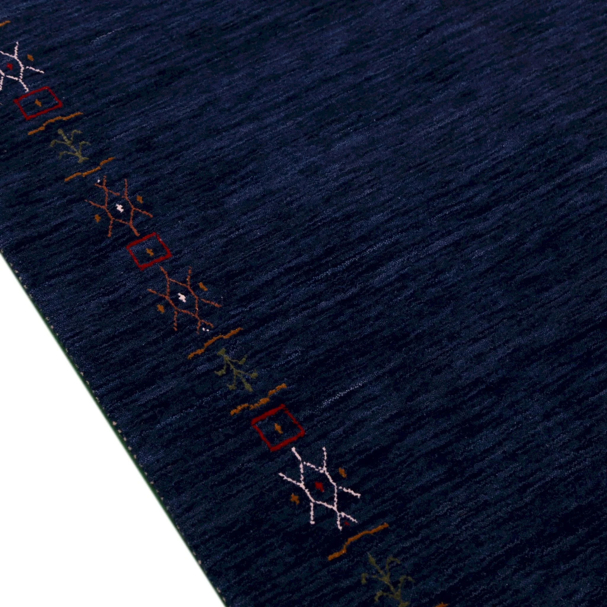 Blue Tribal Border Design Hand Loomed Wool Area Rug - Image 9