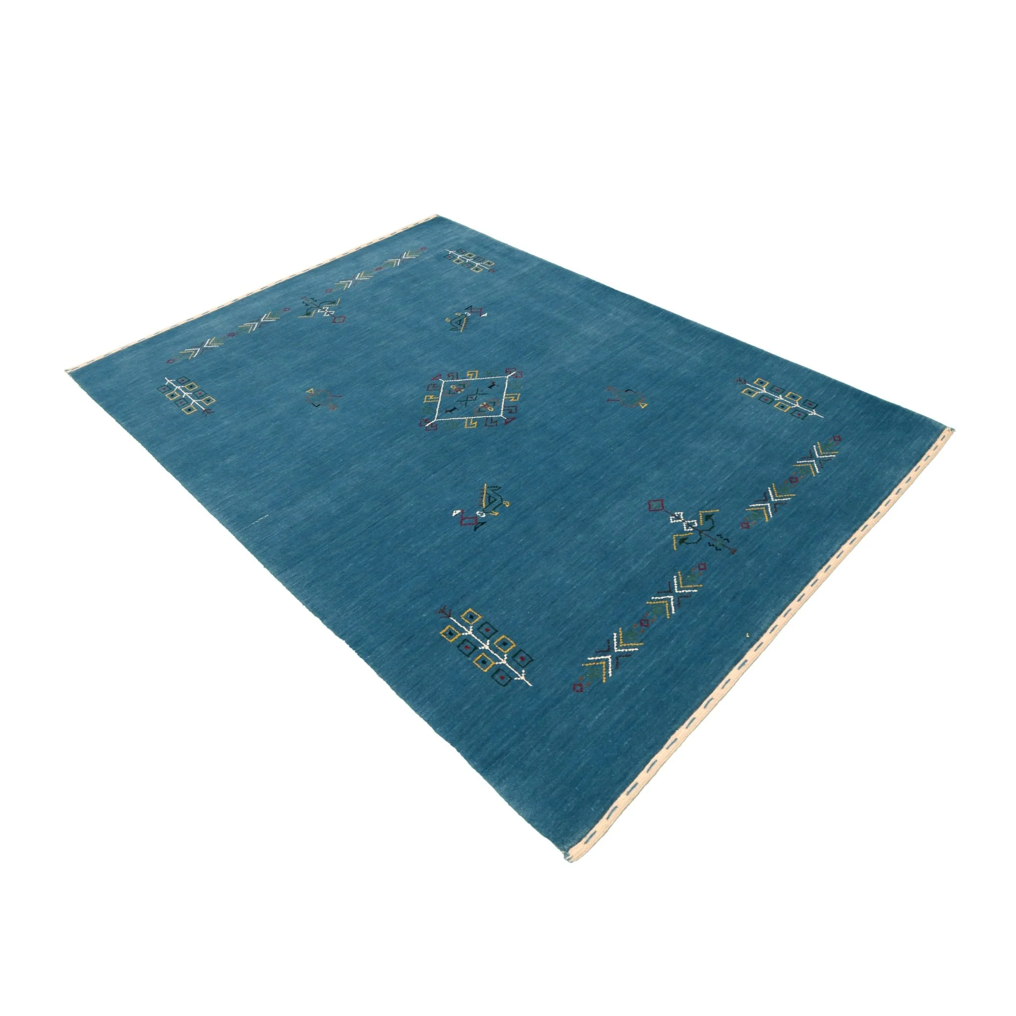 Blue Tribal Center Medallion Design Hand Loomed Wool Area Rug - Image 5