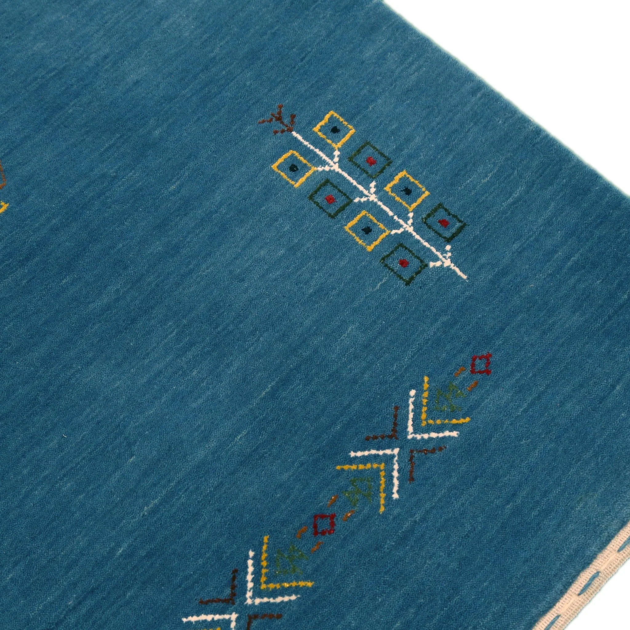 Blue Tribal Center Medallion Design Hand Loomed Wool Area Rug - Image 7