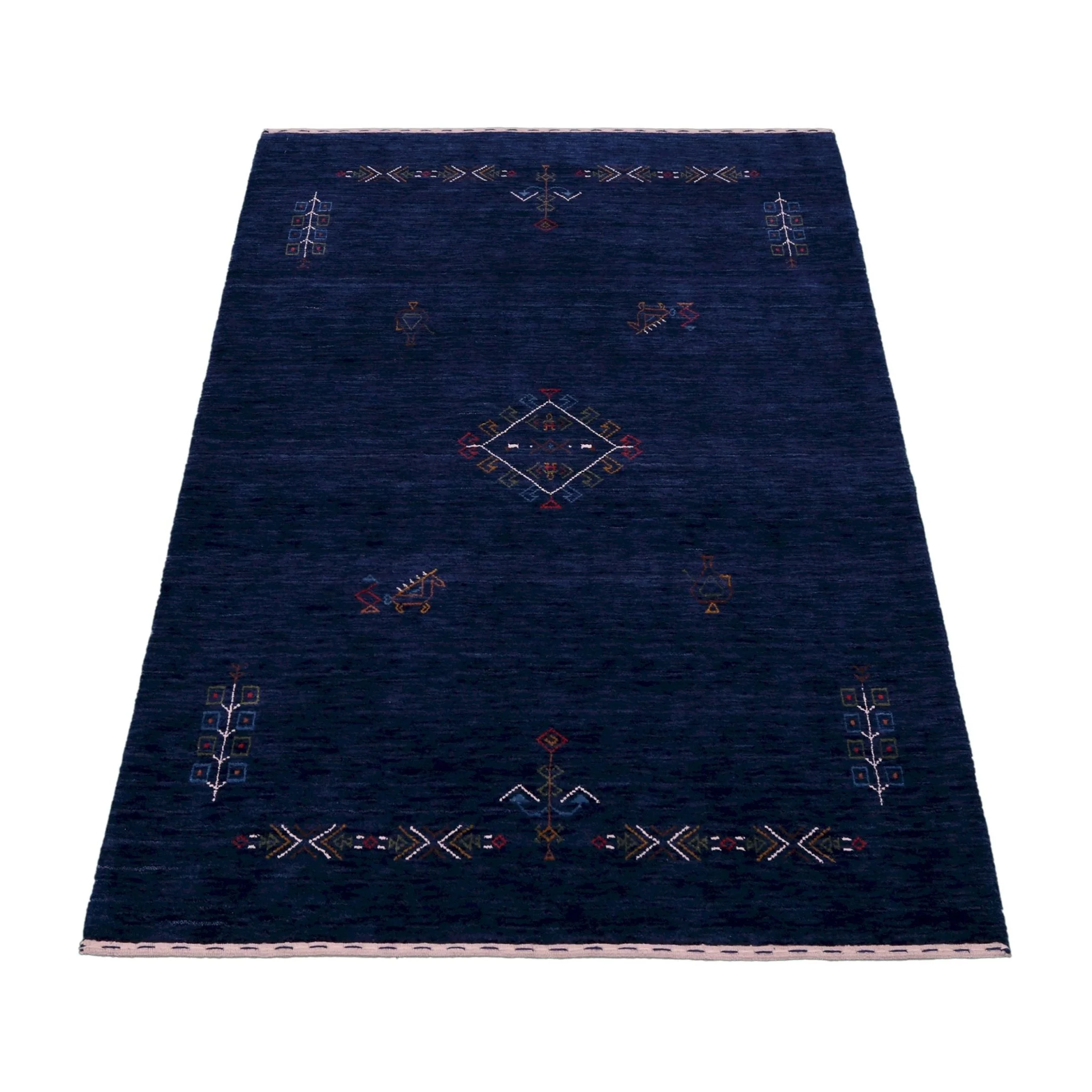 Blue Tribal Center Medallion Hand Loomed Wool Area Rug - Image 4