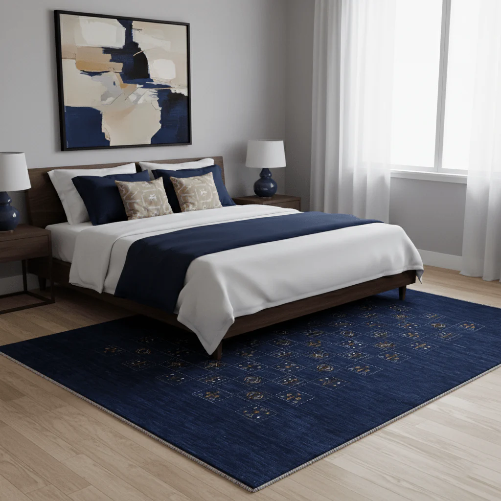Blue Tribal Design Hand Loomed Wool Area Rug - Image 2