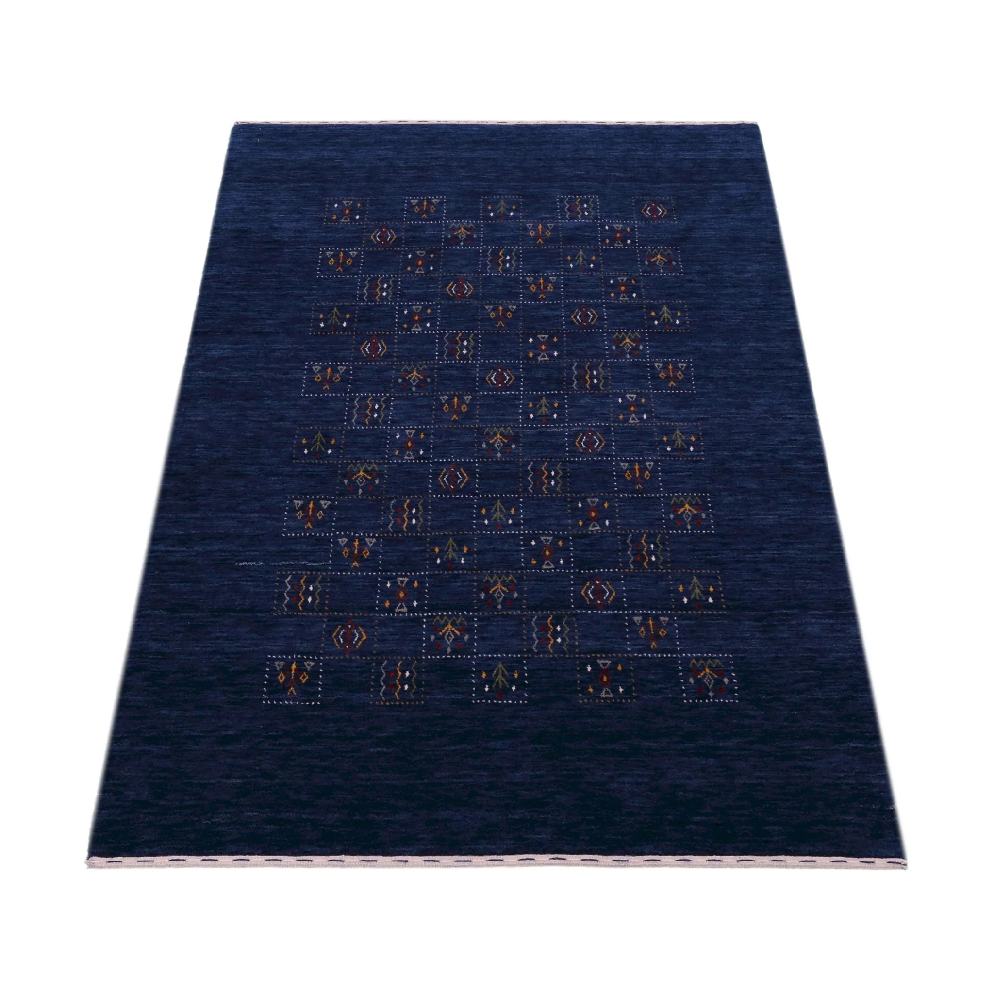 Blue Tribal Design Hand Loomed Wool Area Rug - Image 4