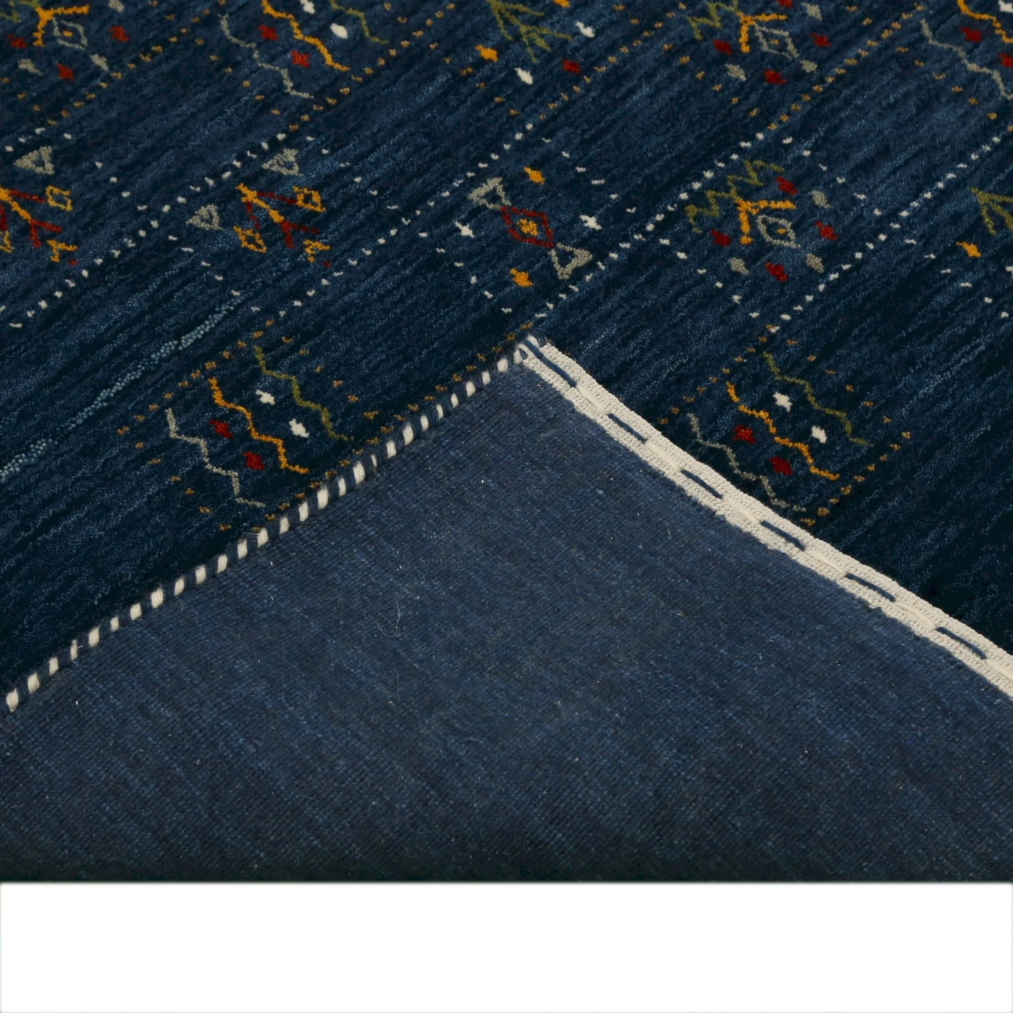 Blue Tribal Design Hand Loomed Wool Area Rug - Image 7