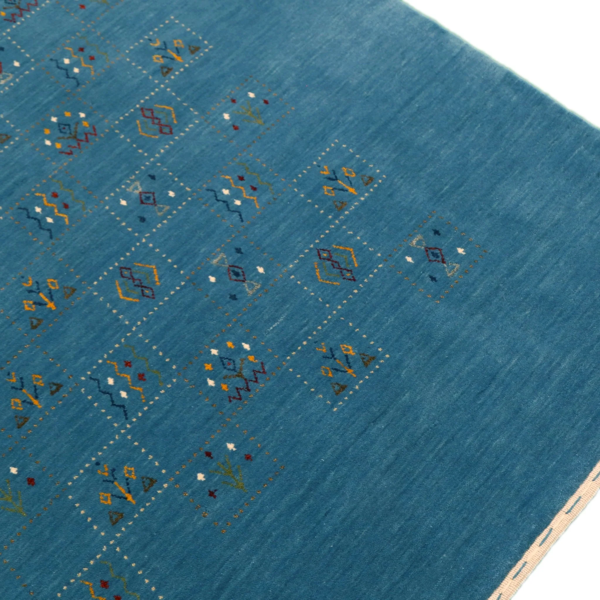 Blue Tribal Design Hand Loomed Wool Area Rug - Image 10