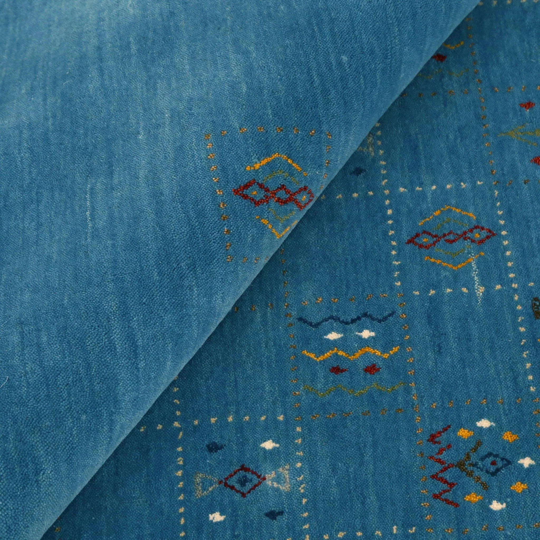 Blue Tribal Design Hand Loomed Wool Area Rug - Image 12