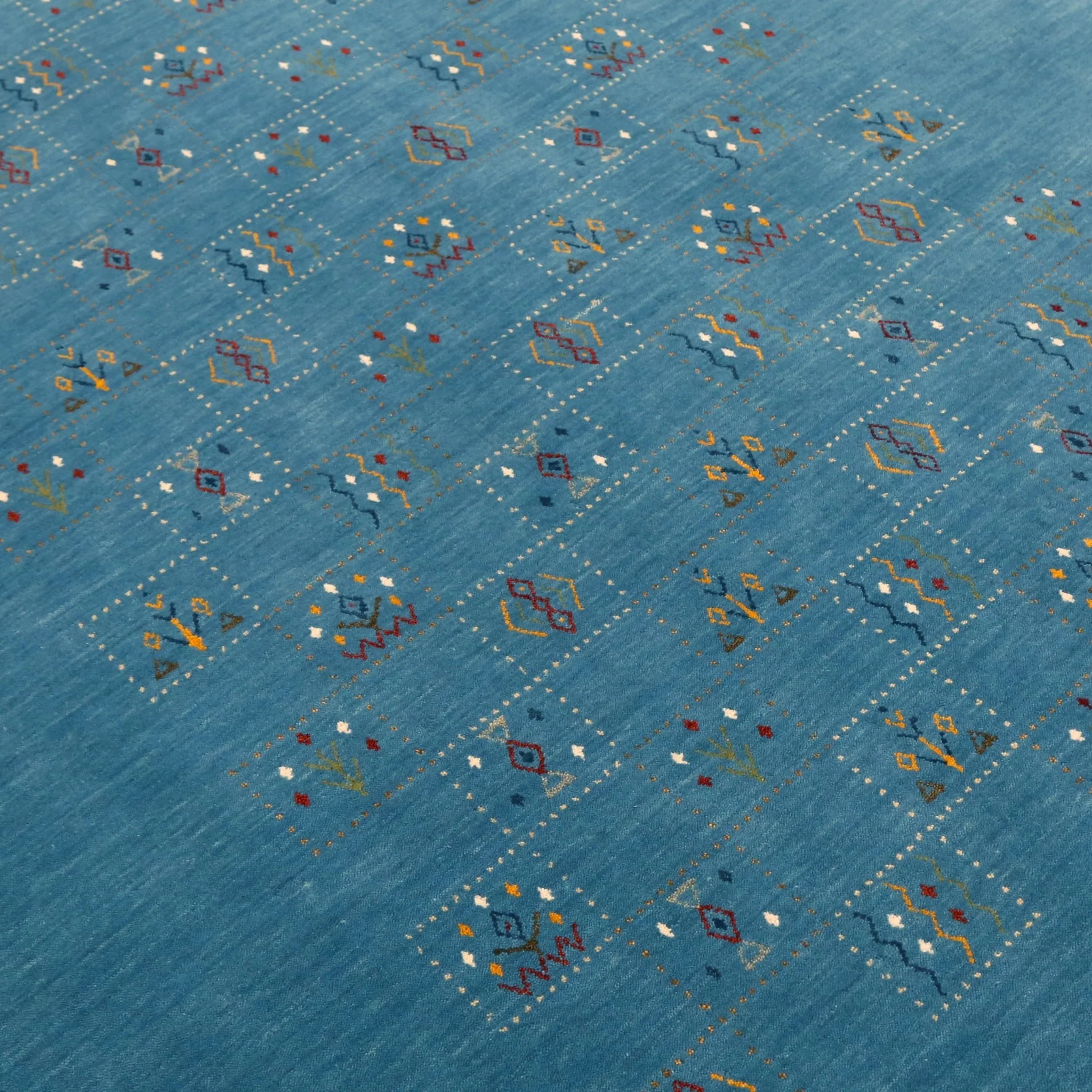 Blue Tribal Design Hand Loomed Wool Area Rug - Image 3