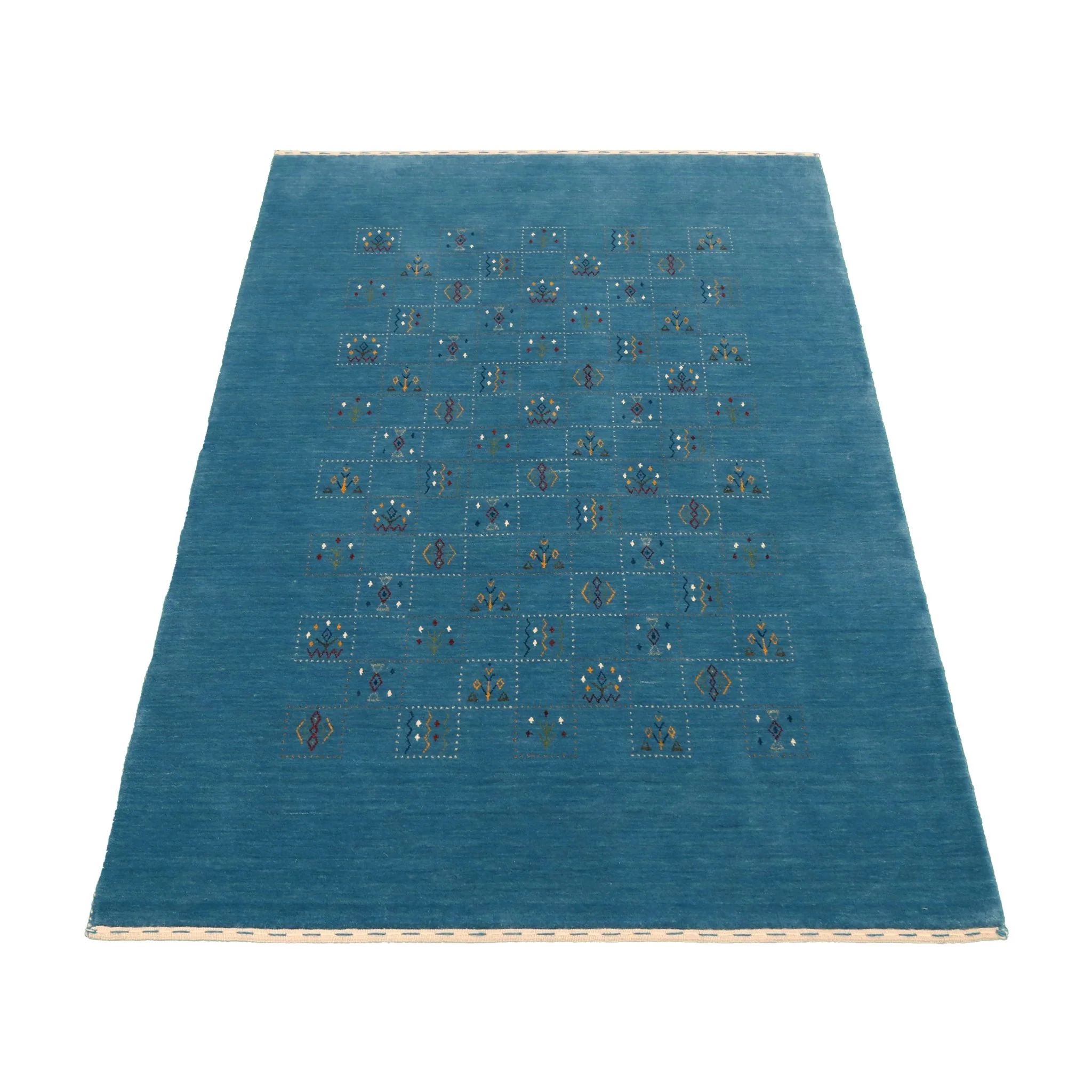 Blue Tribal Design Hand Loomed Wool Area Rug - Image 4