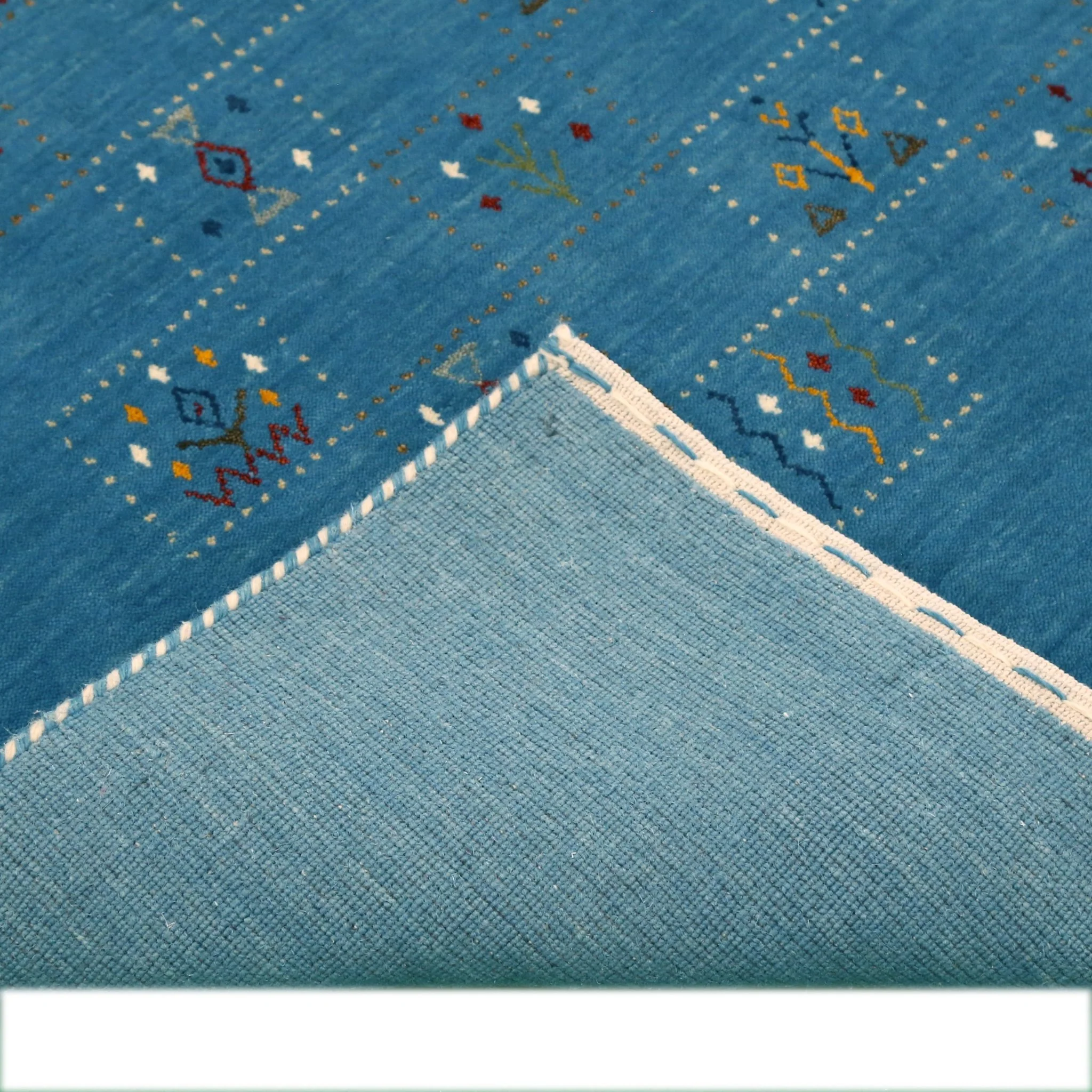 Blue Tribal Design Hand Loomed Wool Area Rug - Image 6