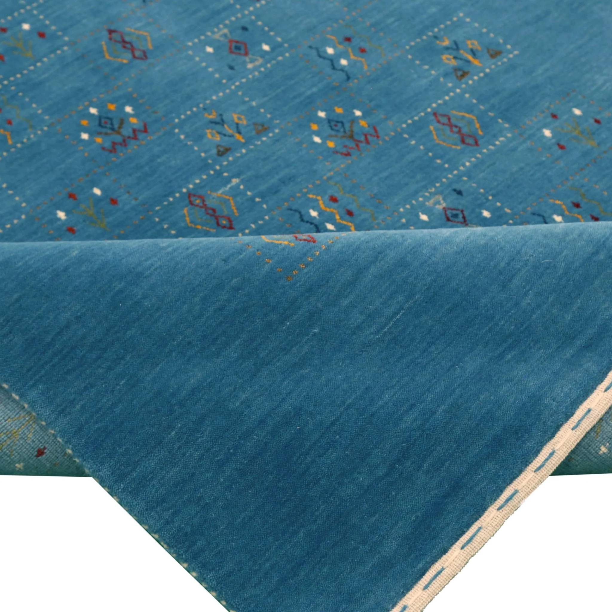 Blue Tribal Design Hand Loomed Wool Area Rug - Image 7