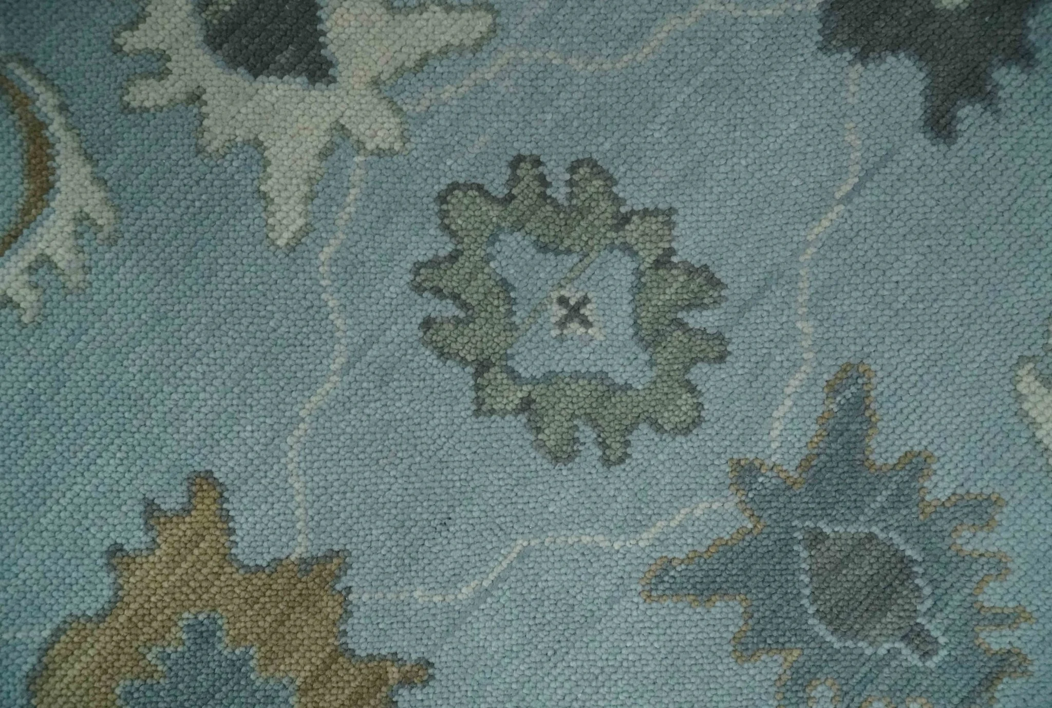 Bluish Gray and Aqua Hand knotted Oriental Oushak Custom Made wool Area Rug - Image 4