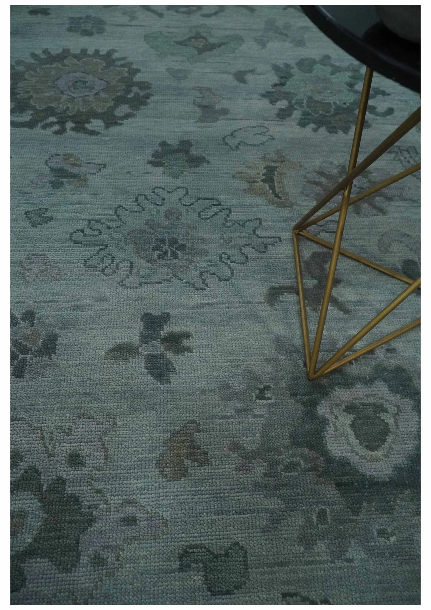 Antique look Bluish Gray Hand knotted Traditional Oushak Multi Size wool area Rug - Image 2