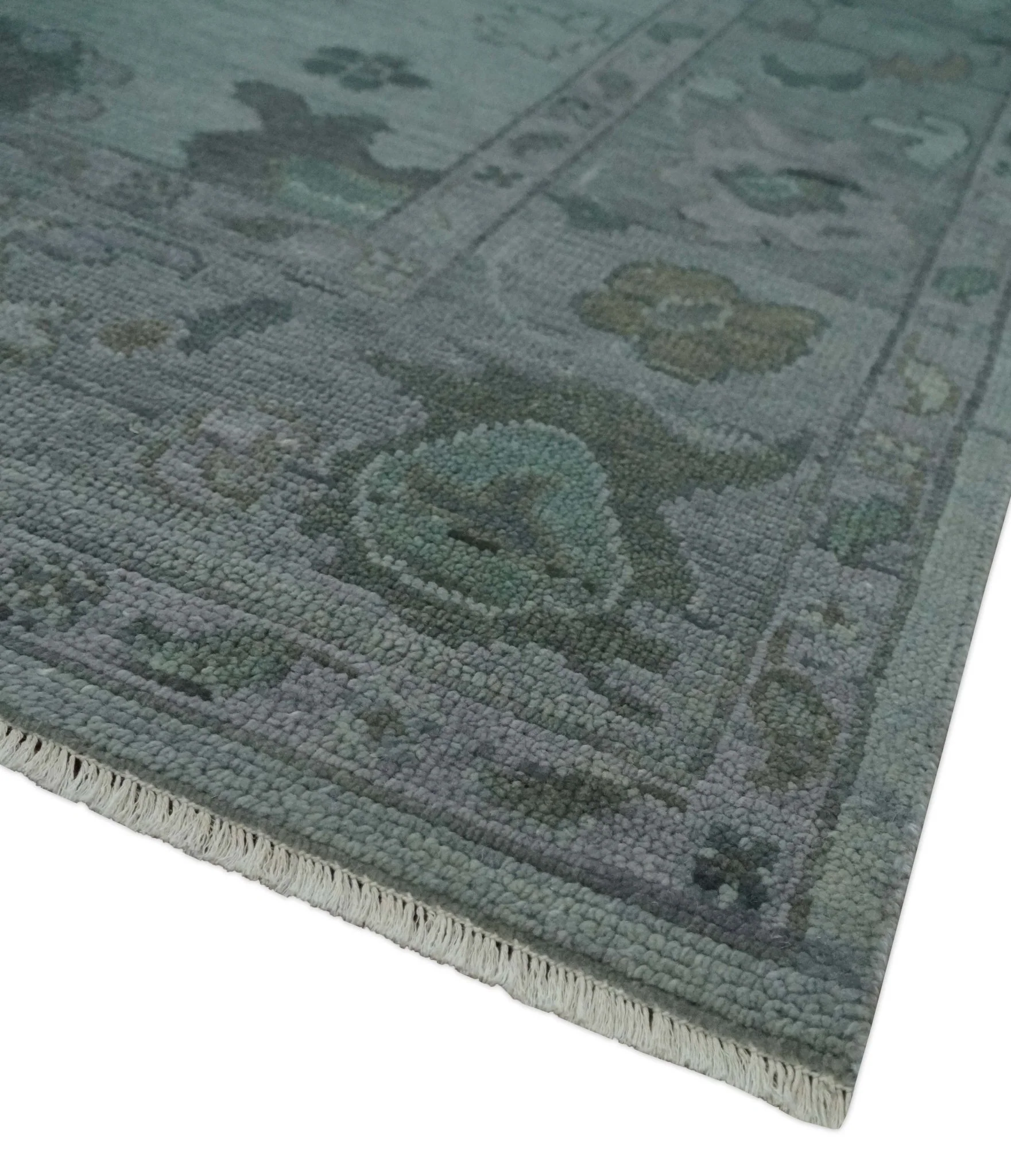 Antique look Bluish Gray Hand knotted Traditional Oushak Multi Size wool area Rug - Image 5