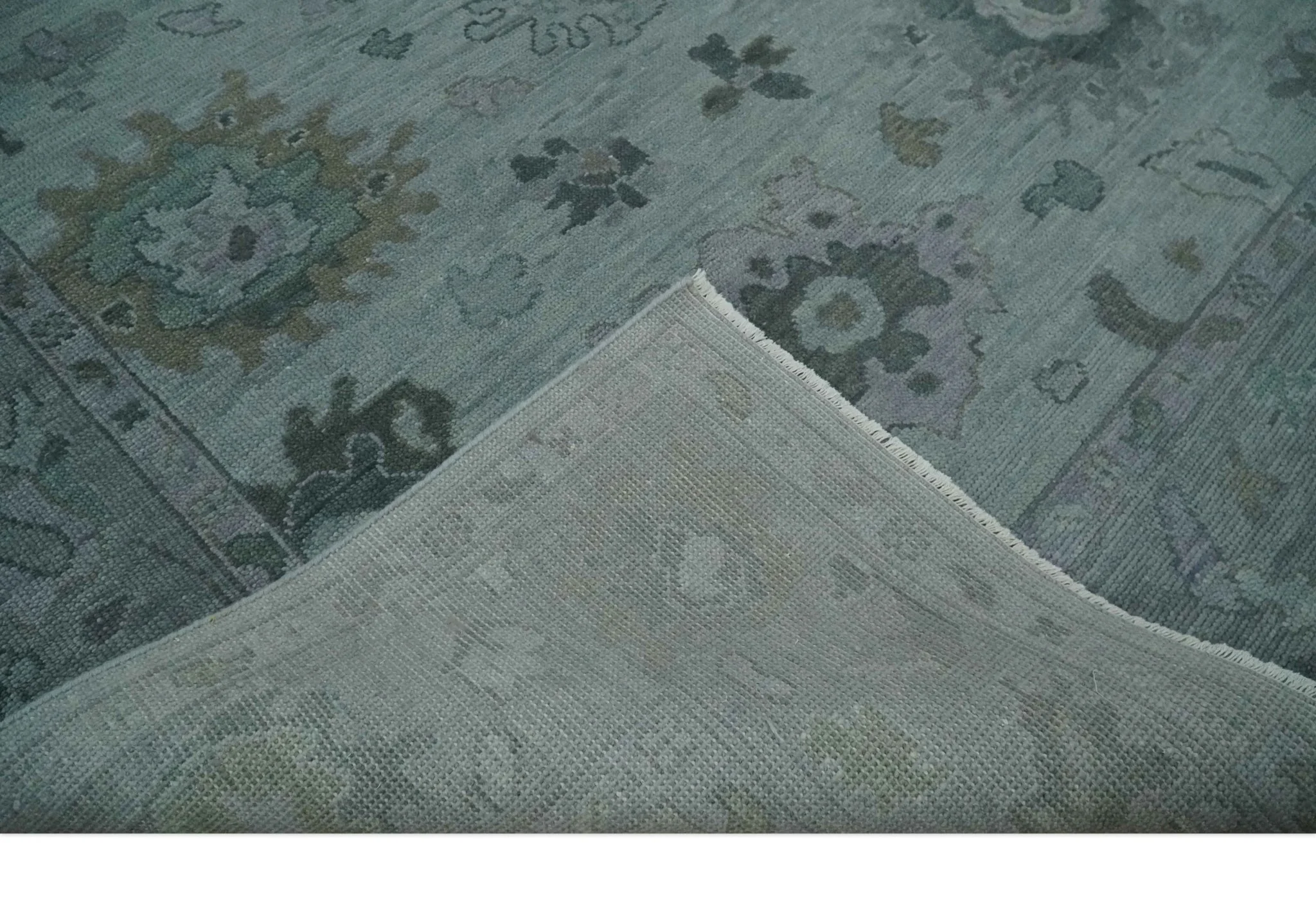 Antique look Bluish Gray Hand knotted Traditional Oushak Multi Size wool area Rug - Image 6