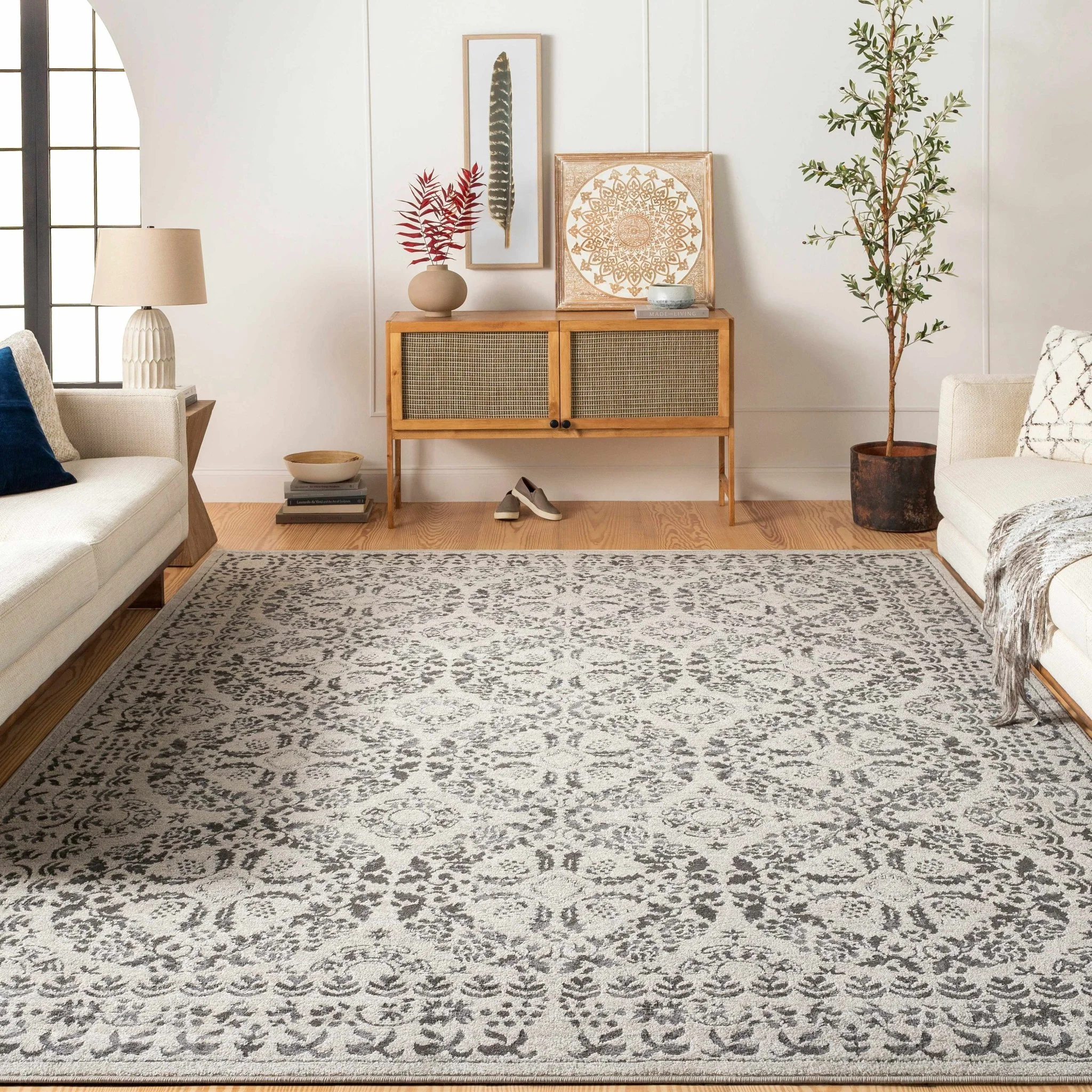 Traditional Bohemian Beige, Gray and Charcoal Medallion Style Area Rug - Image 5