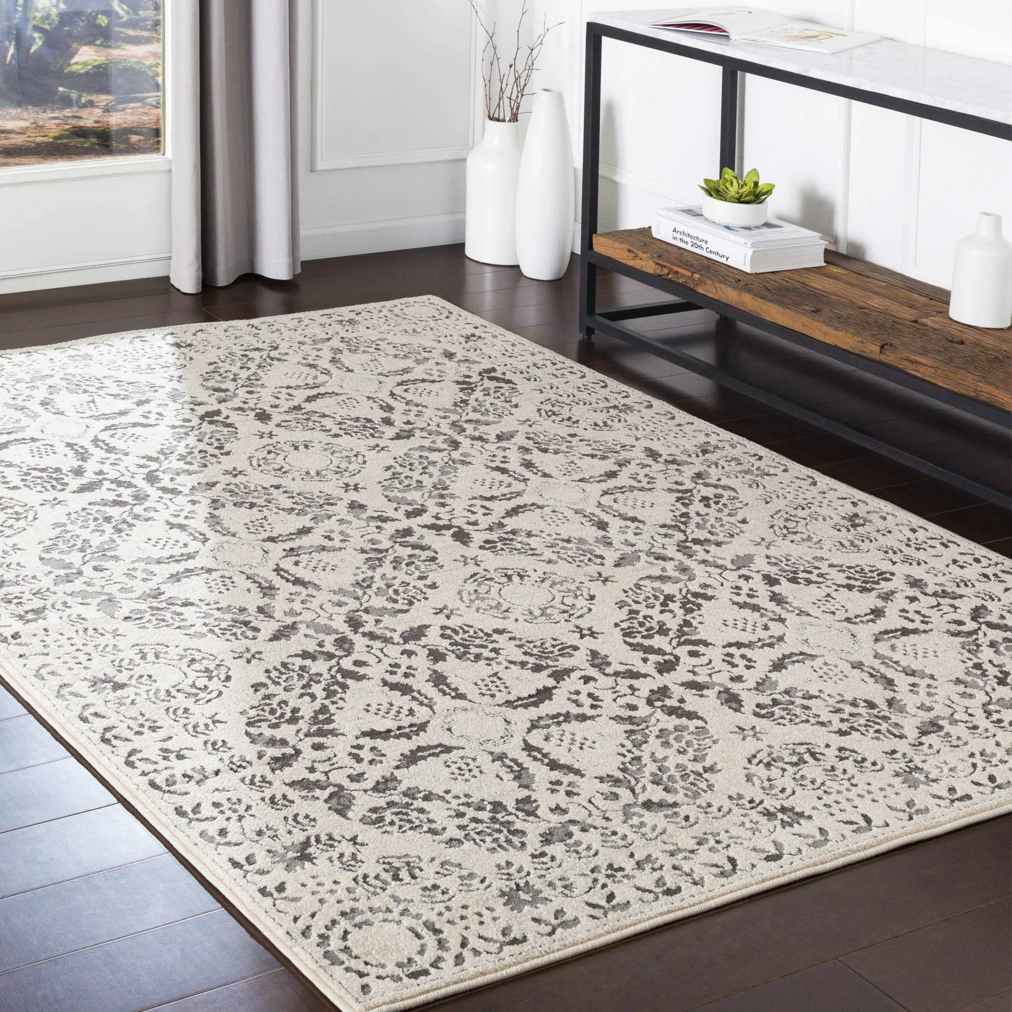 Traditional Bohemian Beige, Gray and Charcoal Medallion Style Area Rug - Image 6