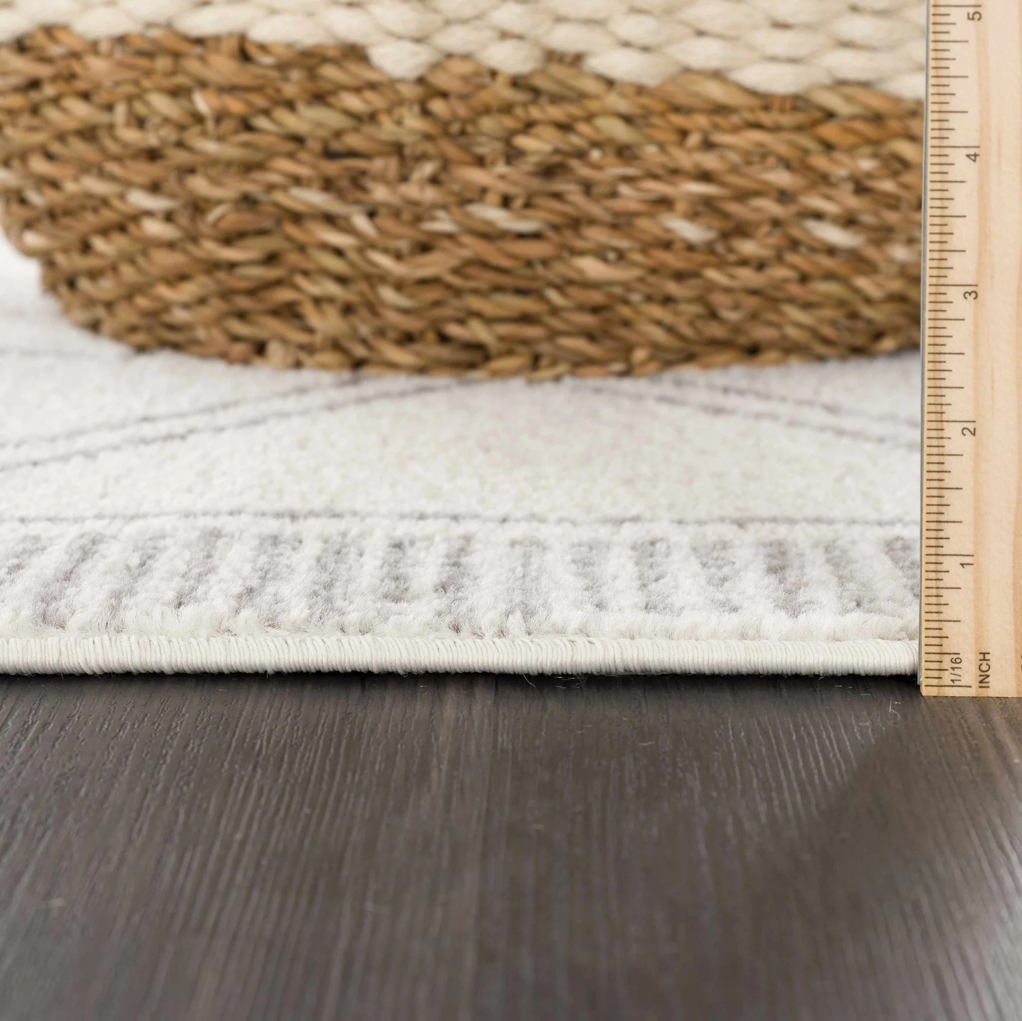 Contemporary Bohemian Ivory and Gray Moroccan Style Low Pile Area Rug - Image 7