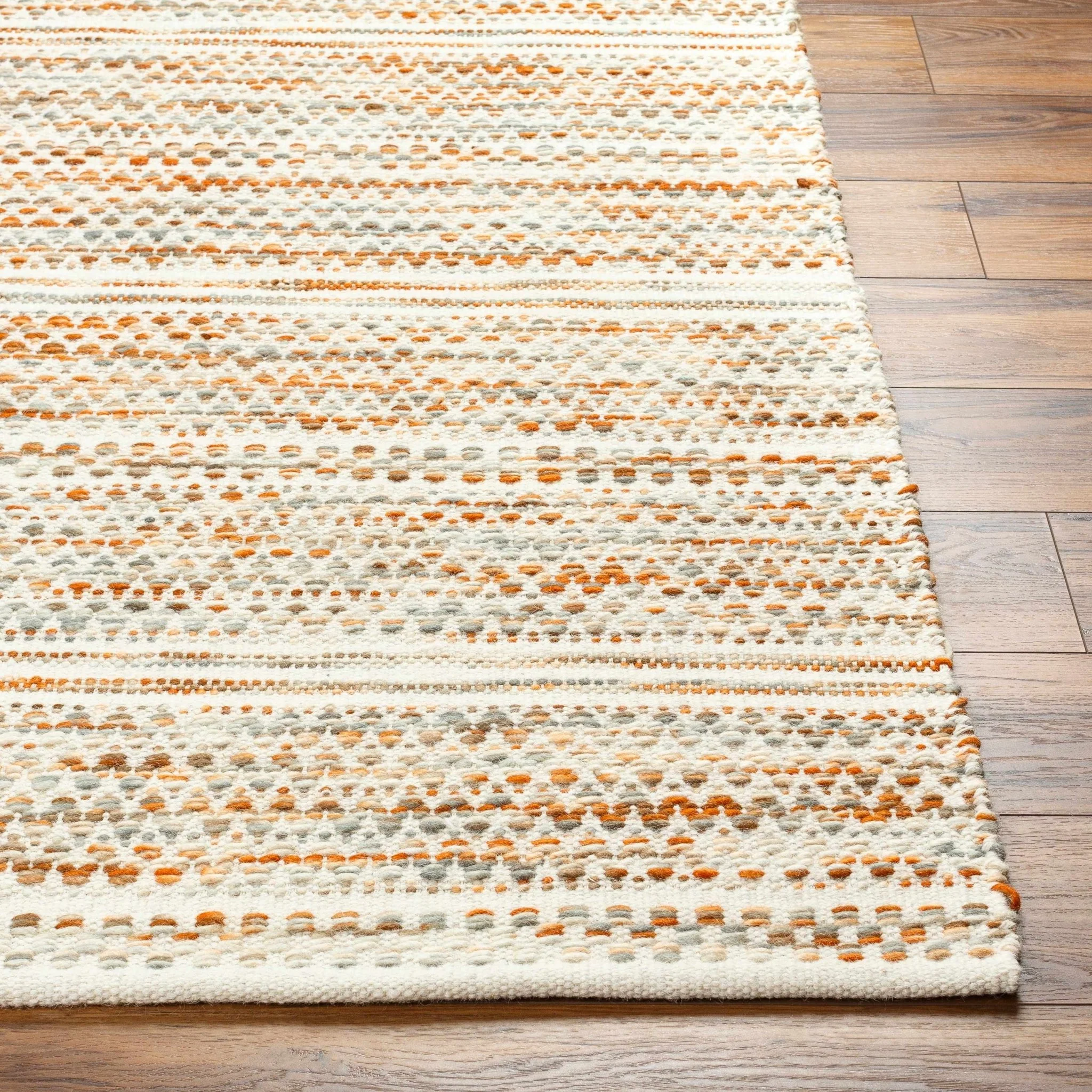 Bohemian Style Beige Hand Woven Wool Area Rug - Image 4