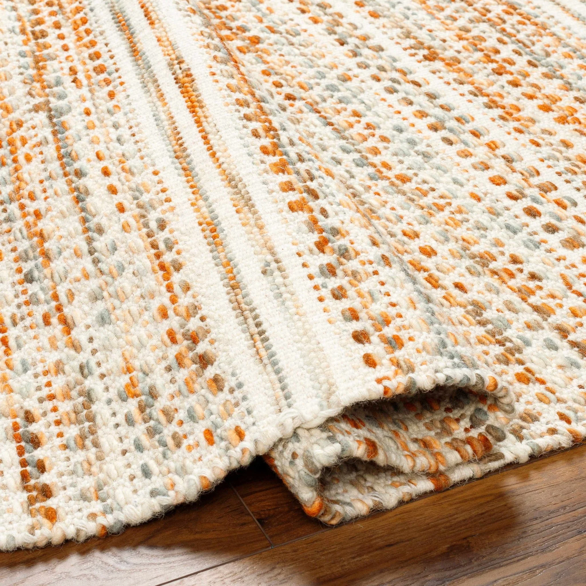 Bohemian Style Beige Hand Woven Wool Area Rug - Image 5