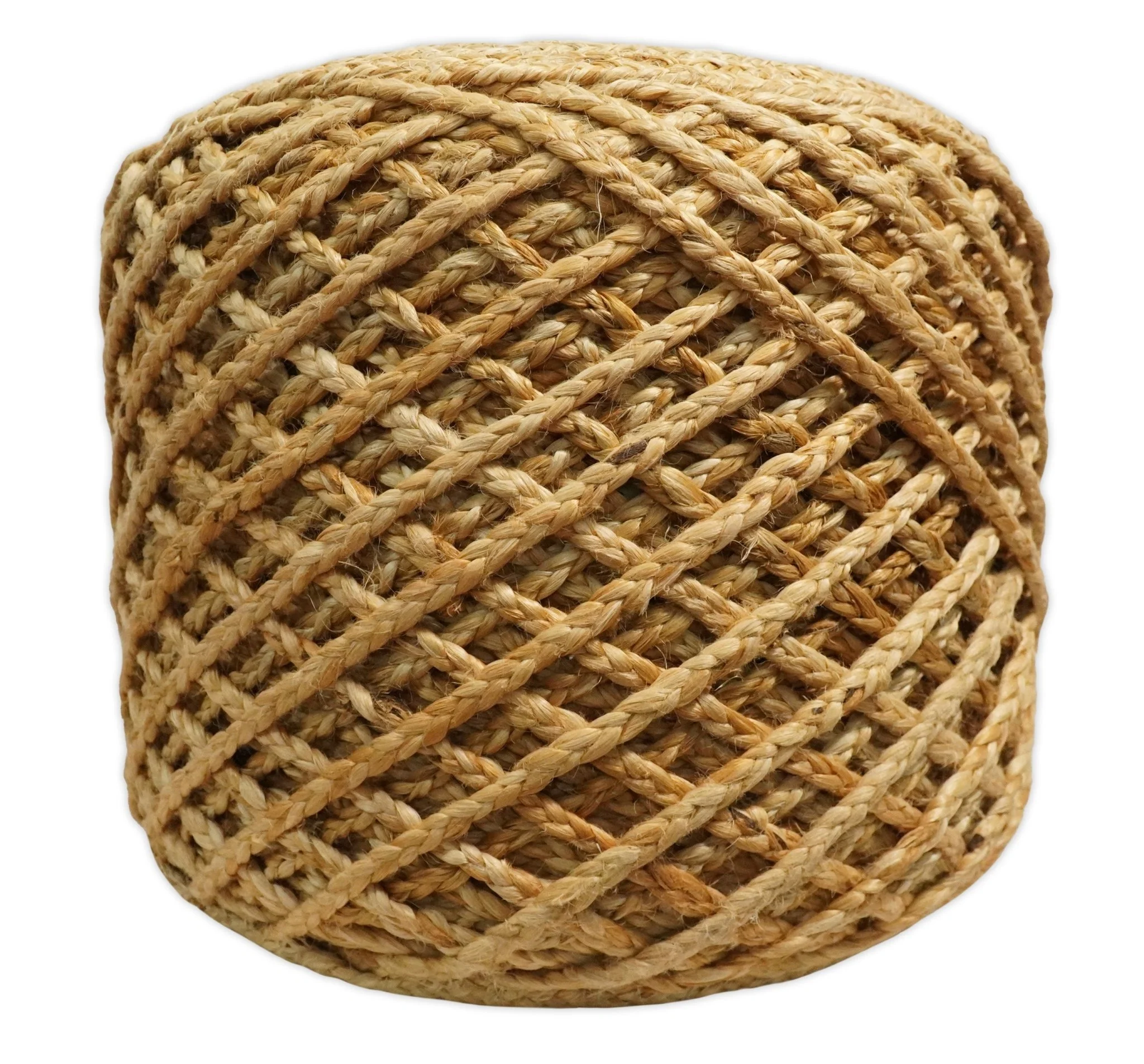 Braided Farmhouse round Pouf Natural Brown - Image 3