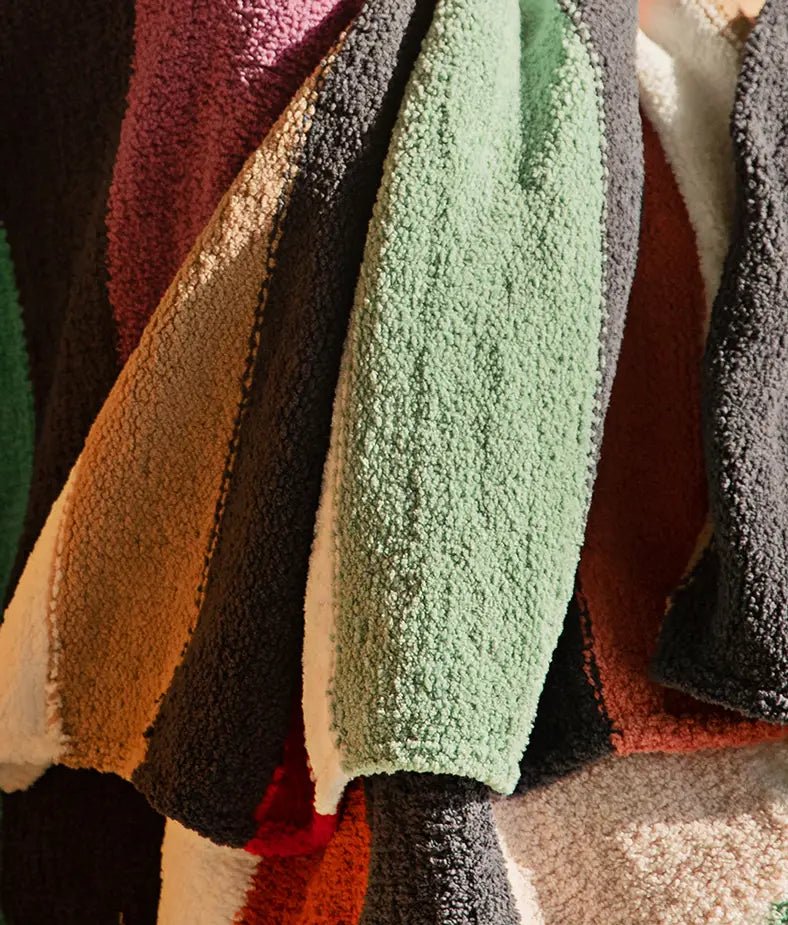 Tan And Colorful Striped Lightweight And Comfortable Throw - Image 2