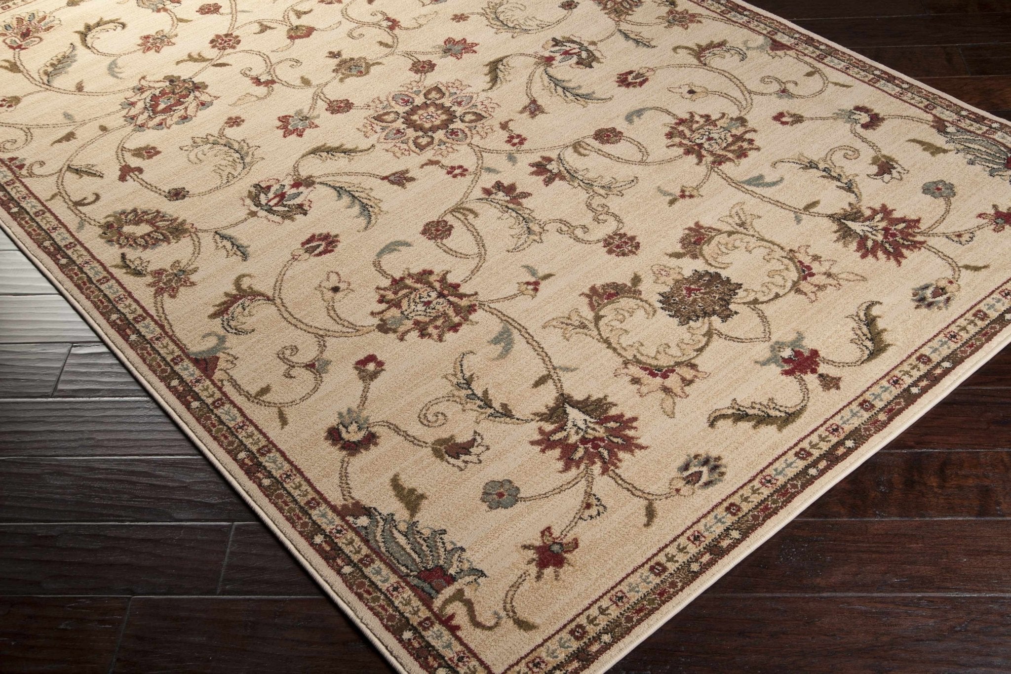 Brown And Beige Traditional Oushak Design Machine Woven Rug - Image 7