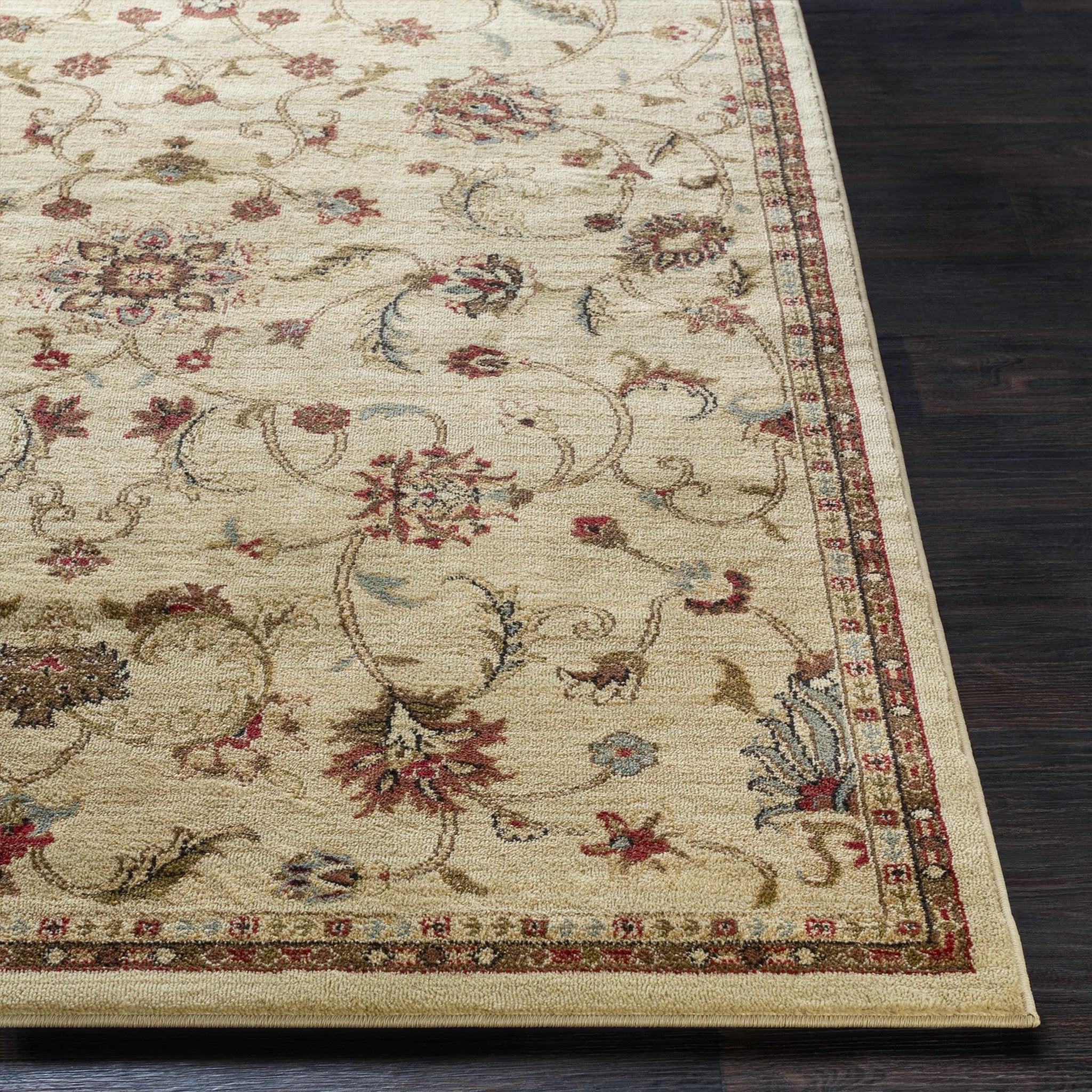 Brown And Beige Traditional Oushak Design Machine Woven Rug - Image 9