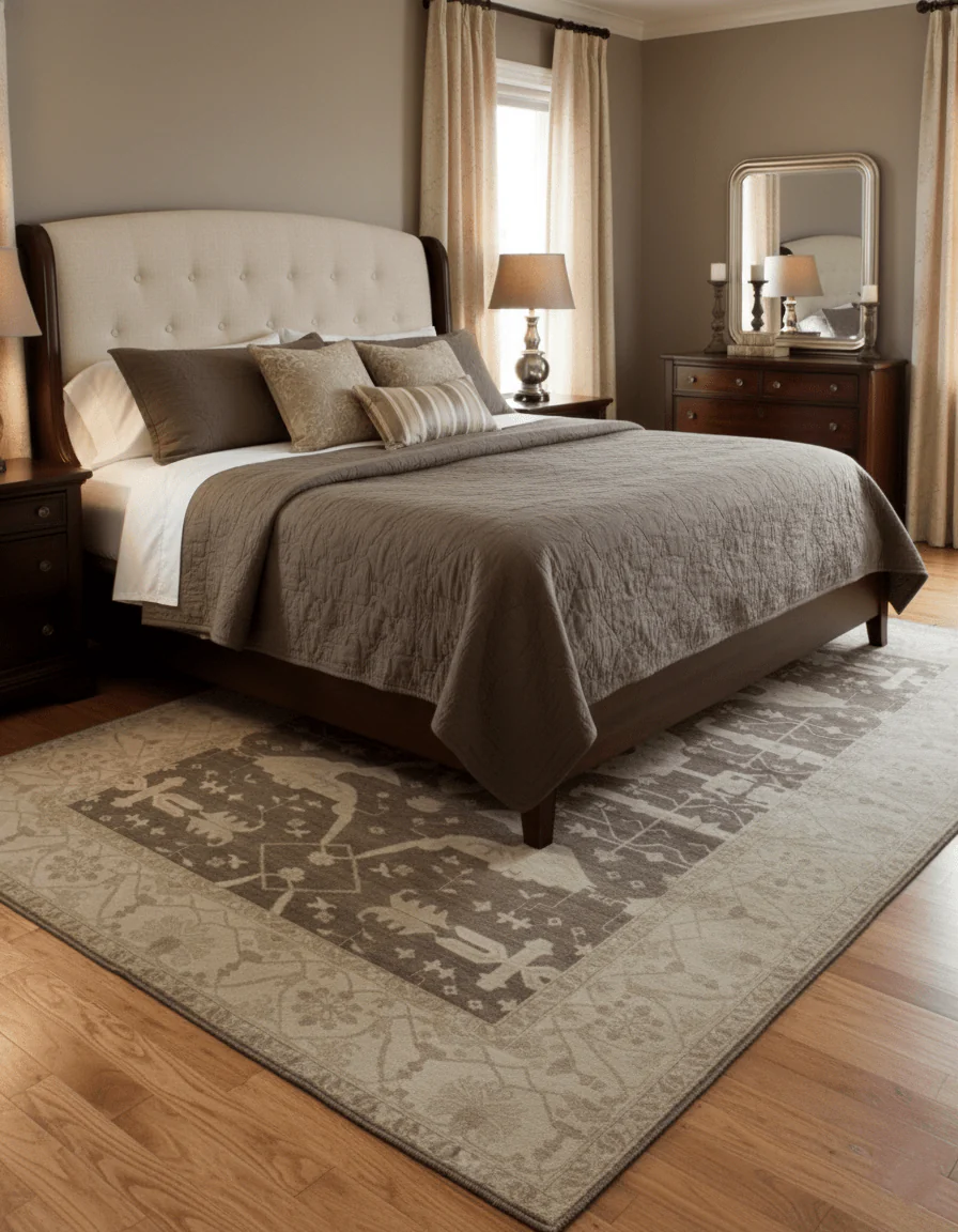 Brown And Beige Traditional Oushak Hand knotted Wool Area Rug - Image 2