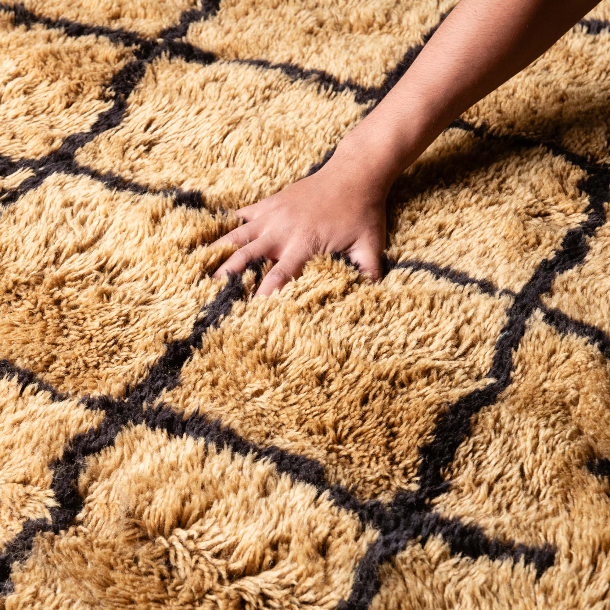 Tan And Black Contemporary Moroccan Hand Knotted 8x10 Wool Rug - Image 6