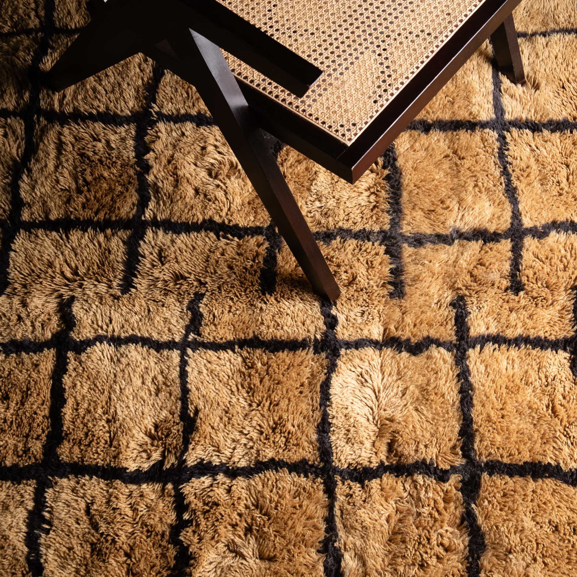 Tan And Black Contemporary Moroccan Hand Knotted 8x10 Wool Rug - Image 7