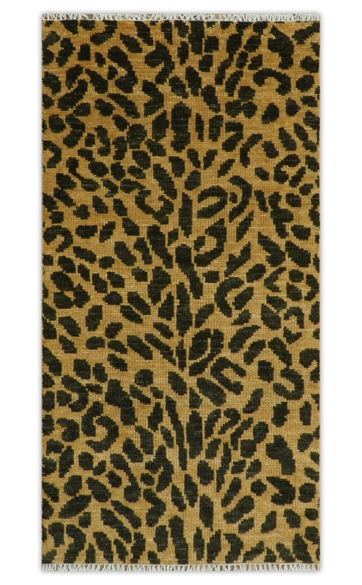Golden-Brown and Charcoal Modern leopard Design Hand knotted multi Size wool area rug - Image 4