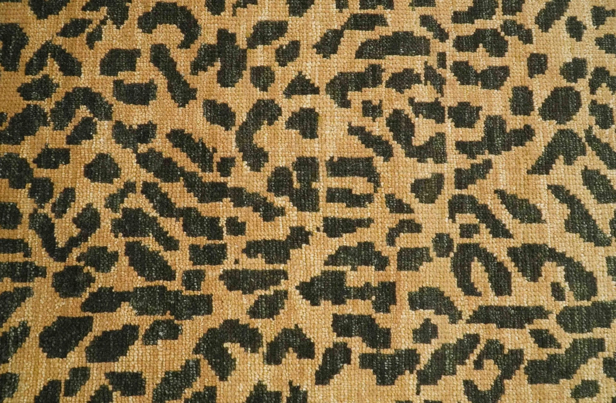 Golden-Brown and Charcoal Modern leopard Design Hand knotted 8x10 wool area rug - Image 2