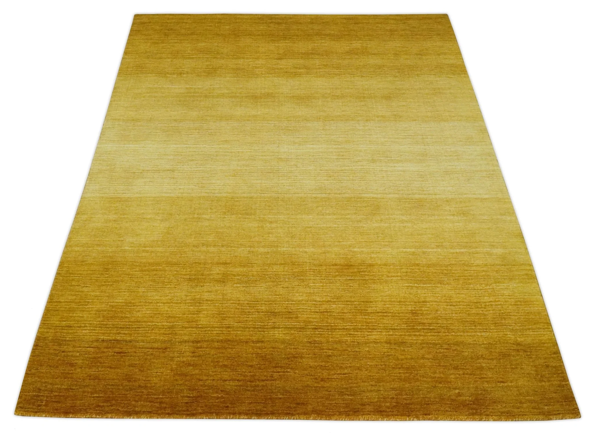 5.7x7.7 Ombre Brown and Gold Woollen Hand Woven Southwestern Gabbeh Rug - Image 9
