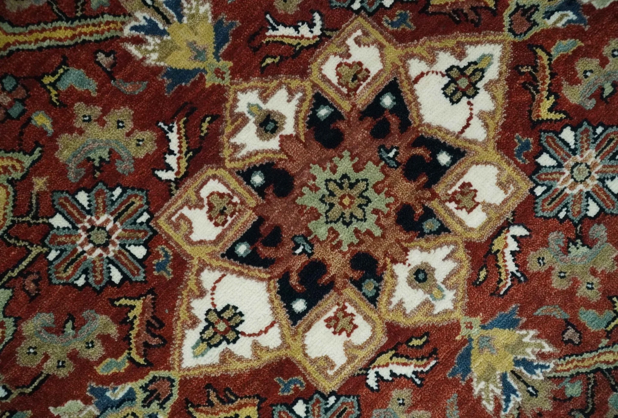 Premium Look Ivory, Rust and Gold 8x10 Hand knotted Traditional Wool Area Rug - Image 4