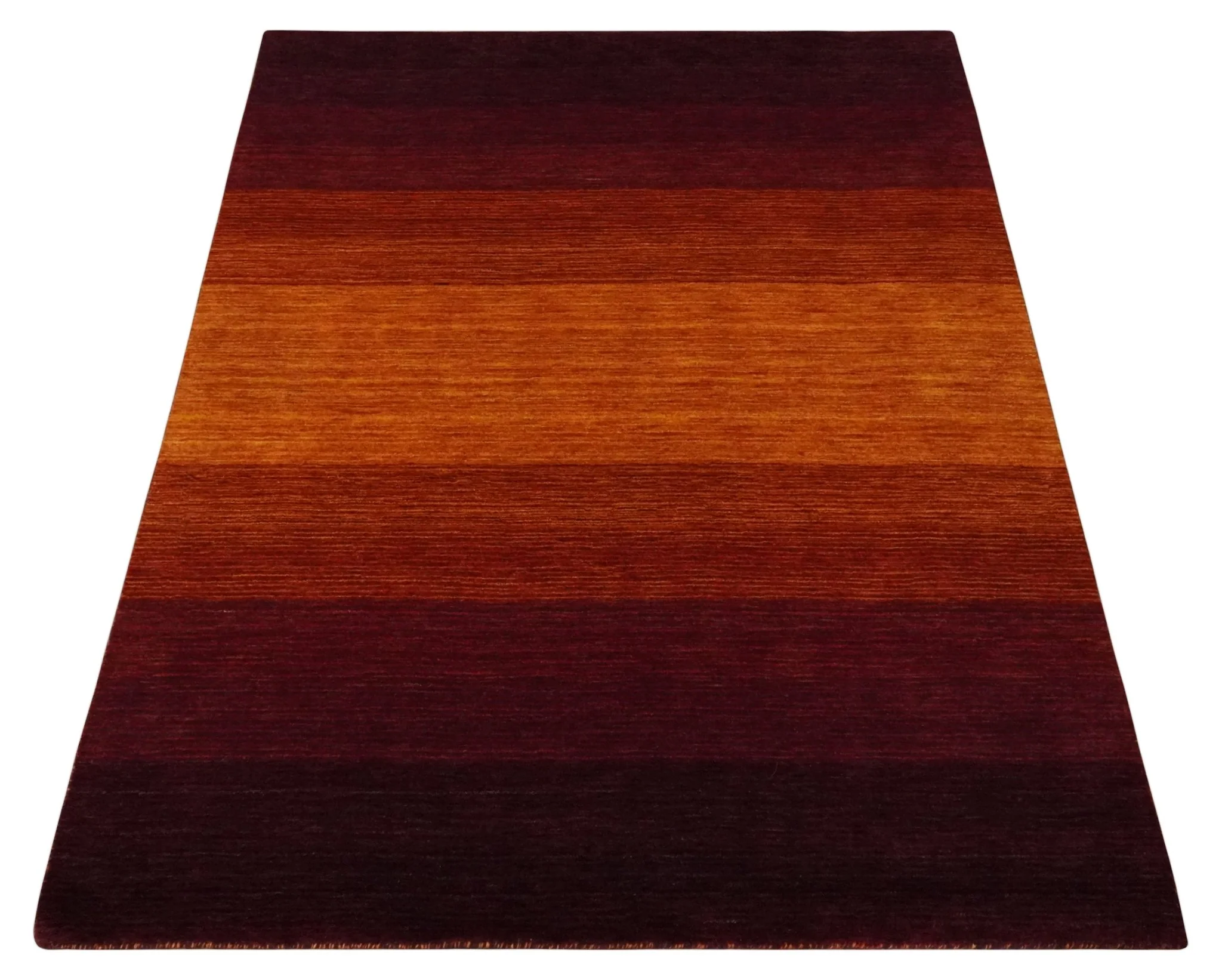 6x8 Ombre Brown and Rust Blended Stripes Pattern Wool Hand Woven Southwestern Gabbeh Rug - Image 10