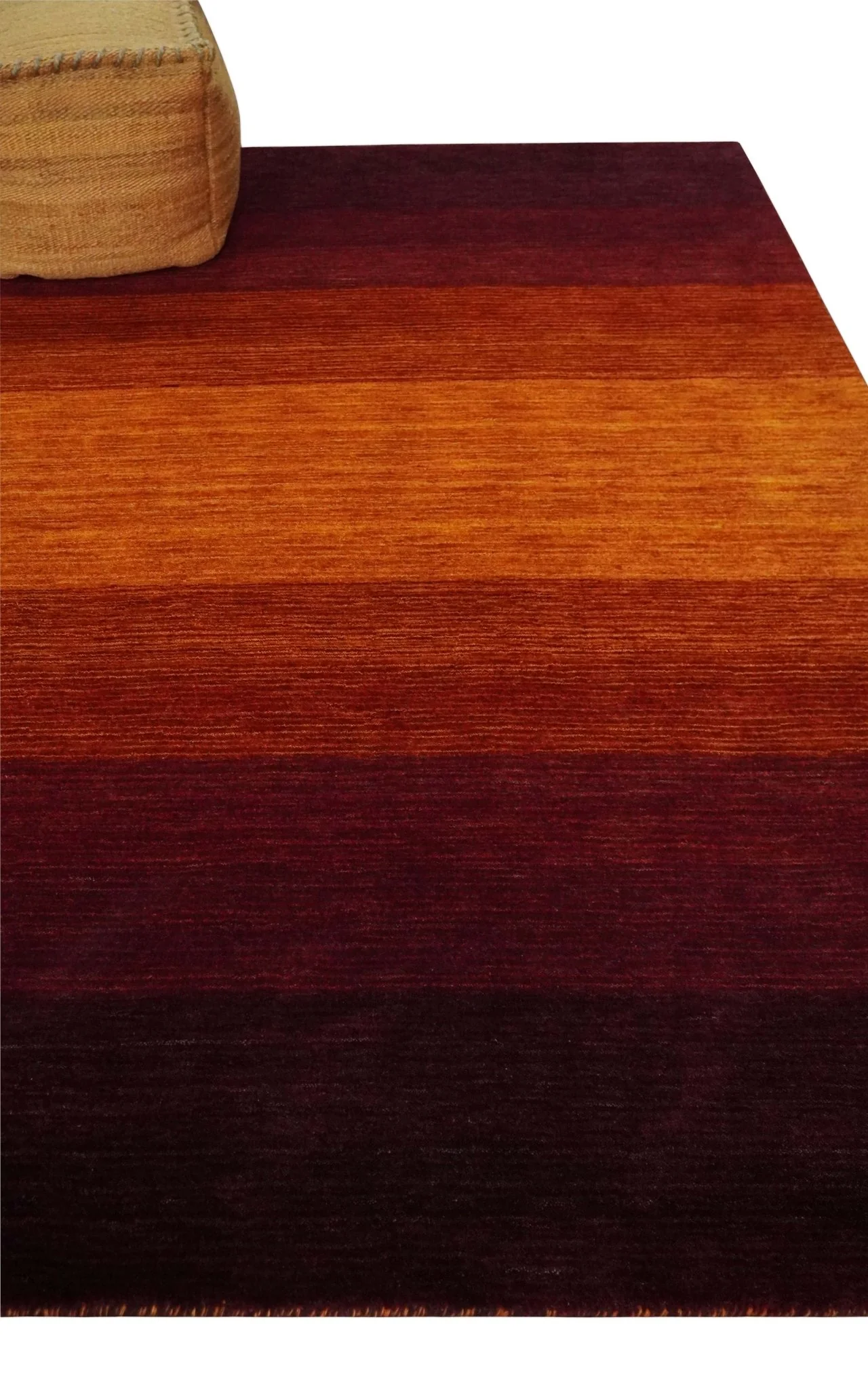 6x8 Ombre Brown and Rust Blended Stripes Pattern Wool Hand Woven Southwestern Gabbeh Rug - Image 3