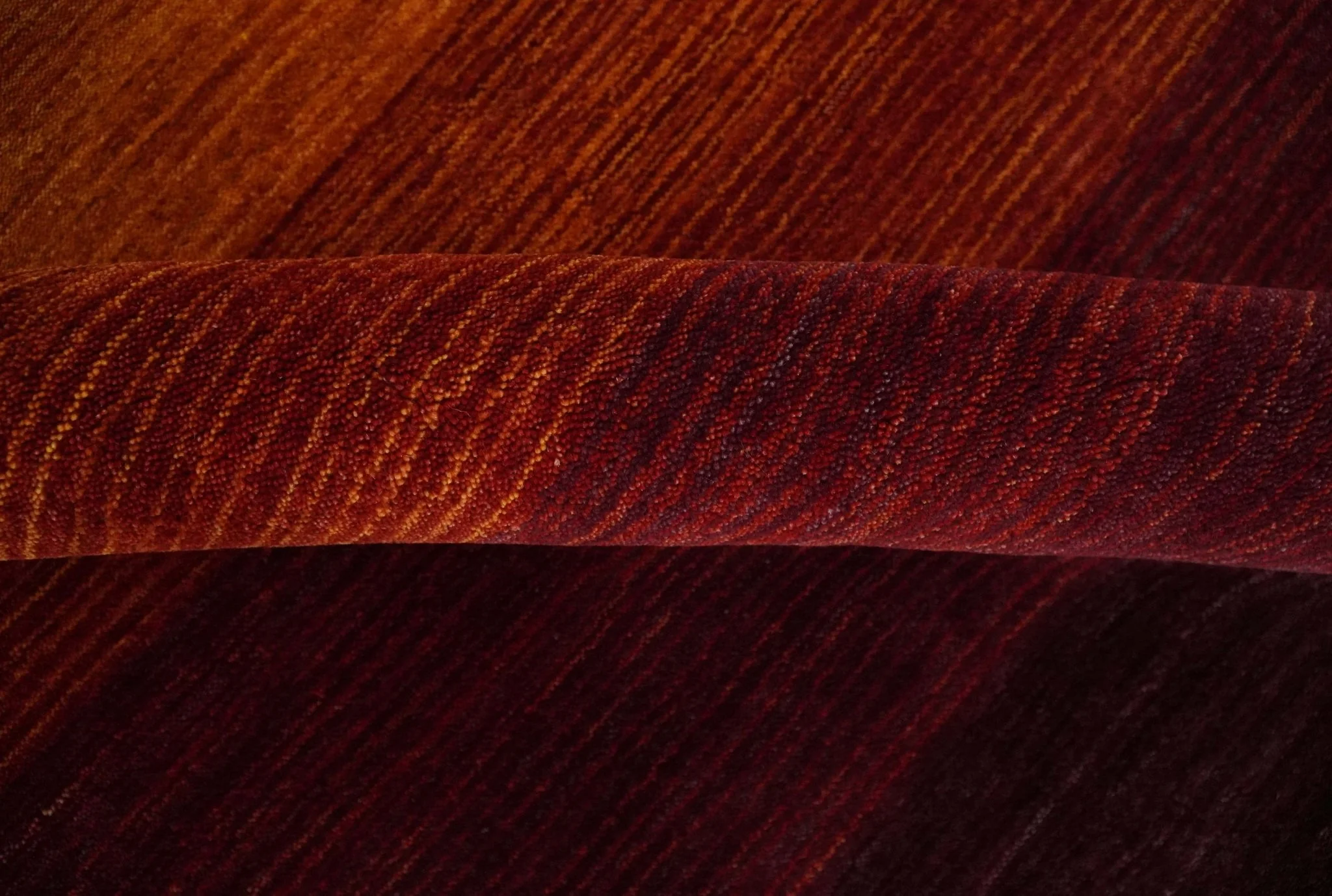6x8 Ombre Brown and Rust Blended Stripes Pattern Wool Hand Woven Southwestern Gabbeh Rug - Image 6