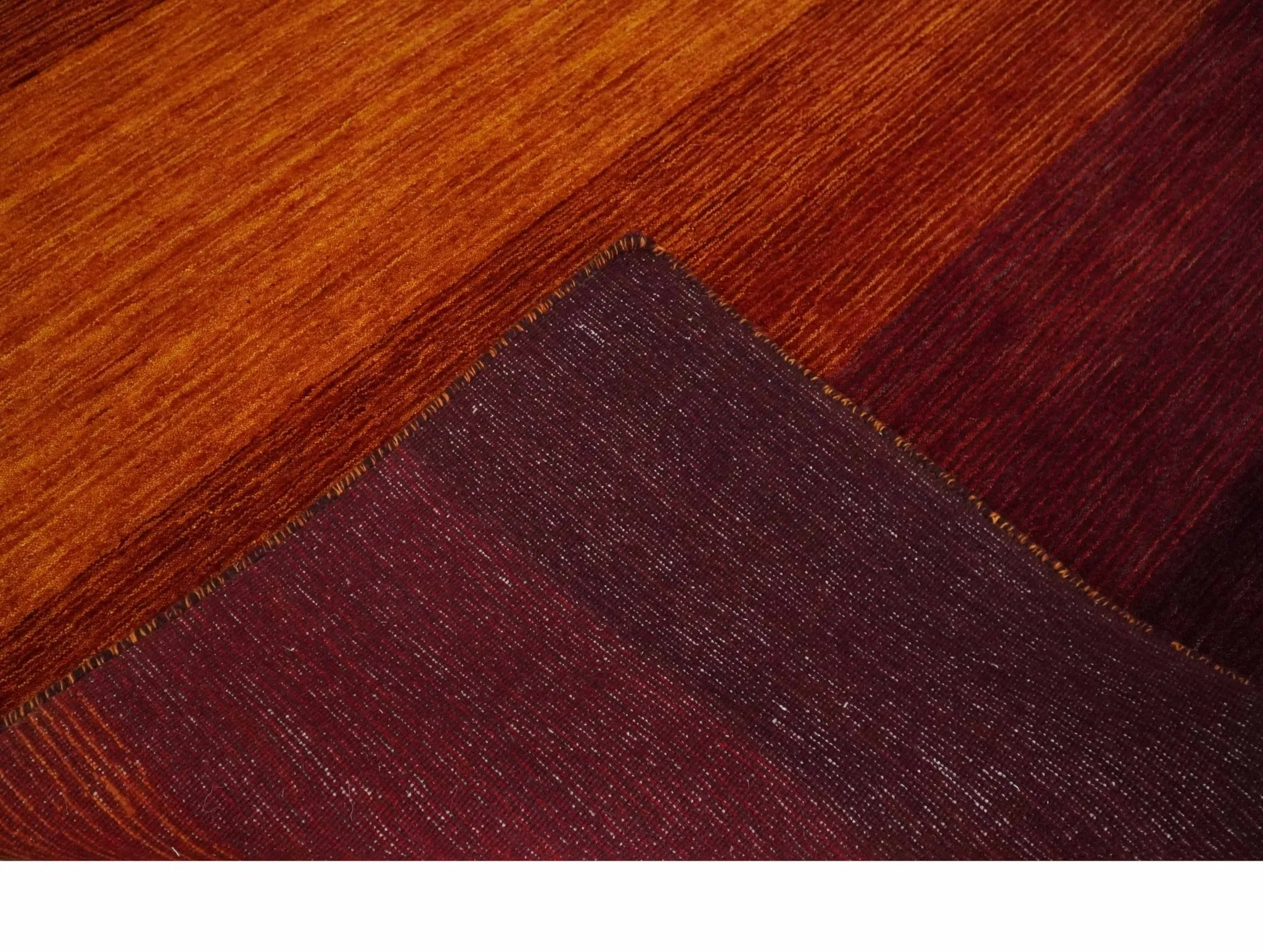 6x8 Ombre Brown and Rust Blended Stripes Pattern Wool Hand Woven Southwestern Gabbeh Rug - Image 7