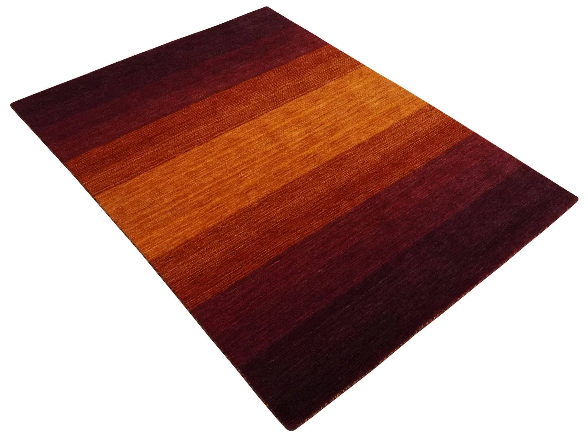 6x8 Ombre Brown and Rust Blended Stripes Pattern Wool Hand Woven Southwestern Gabbeh Rug - Image 9