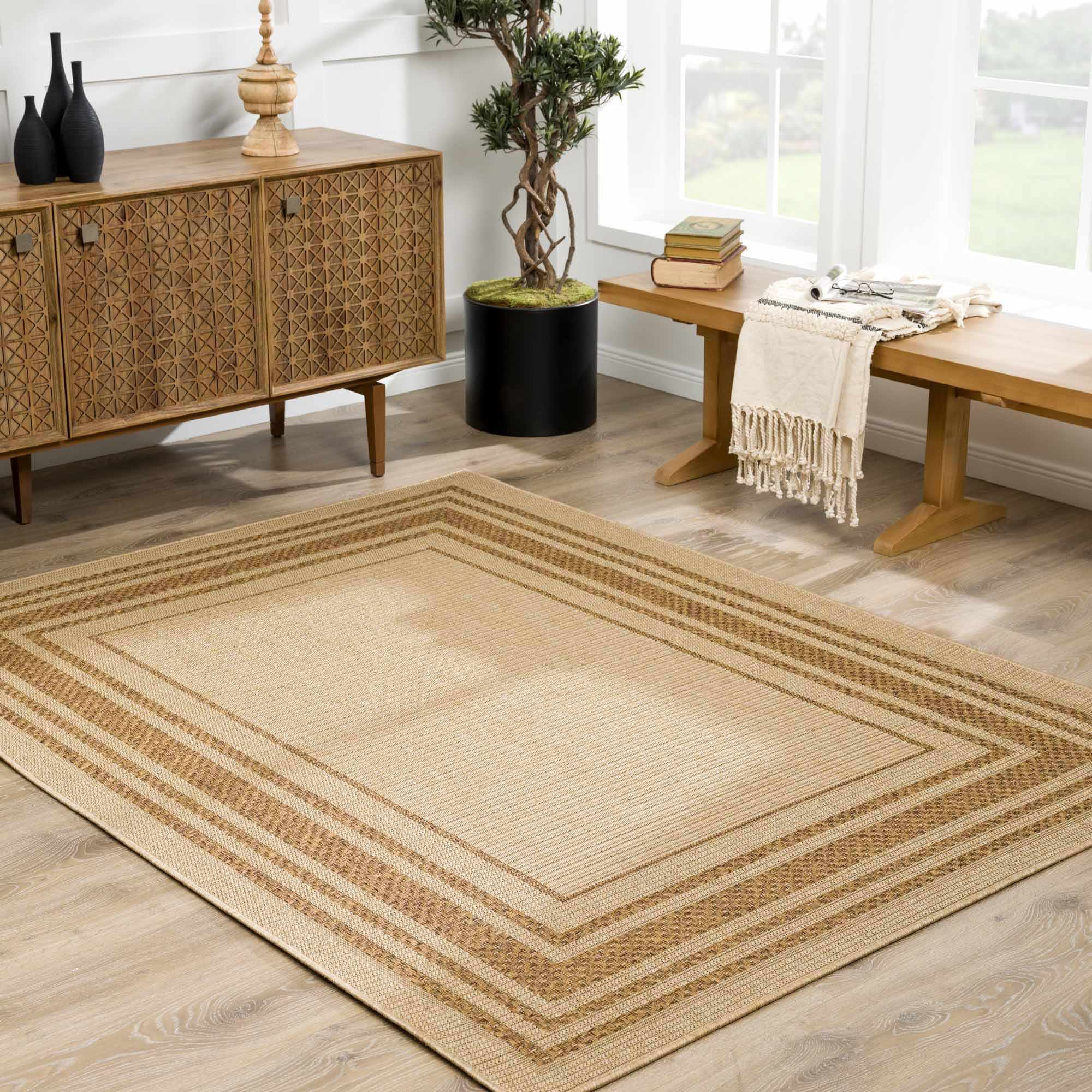 Brown And Tan Faux Jute Rug - Image 3