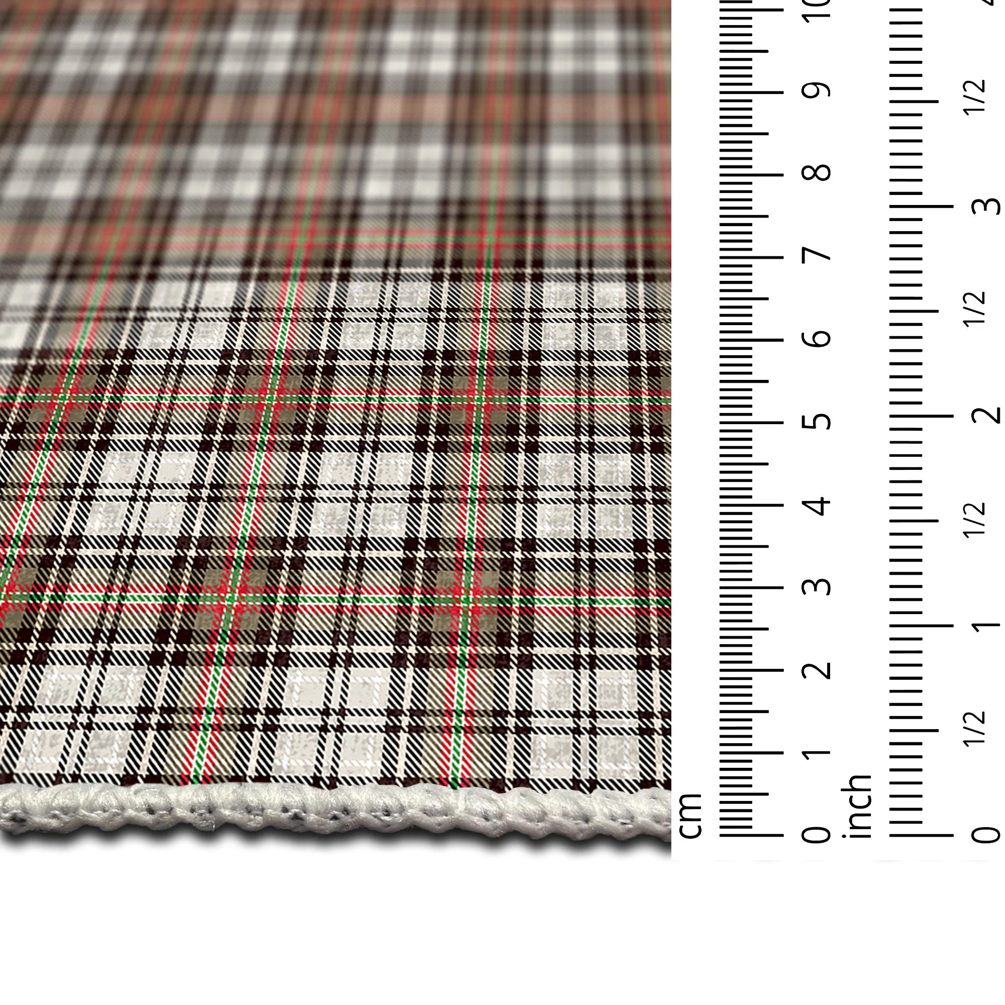 Brown And White Tartan Pattern Machine Washable Rug - Image 8