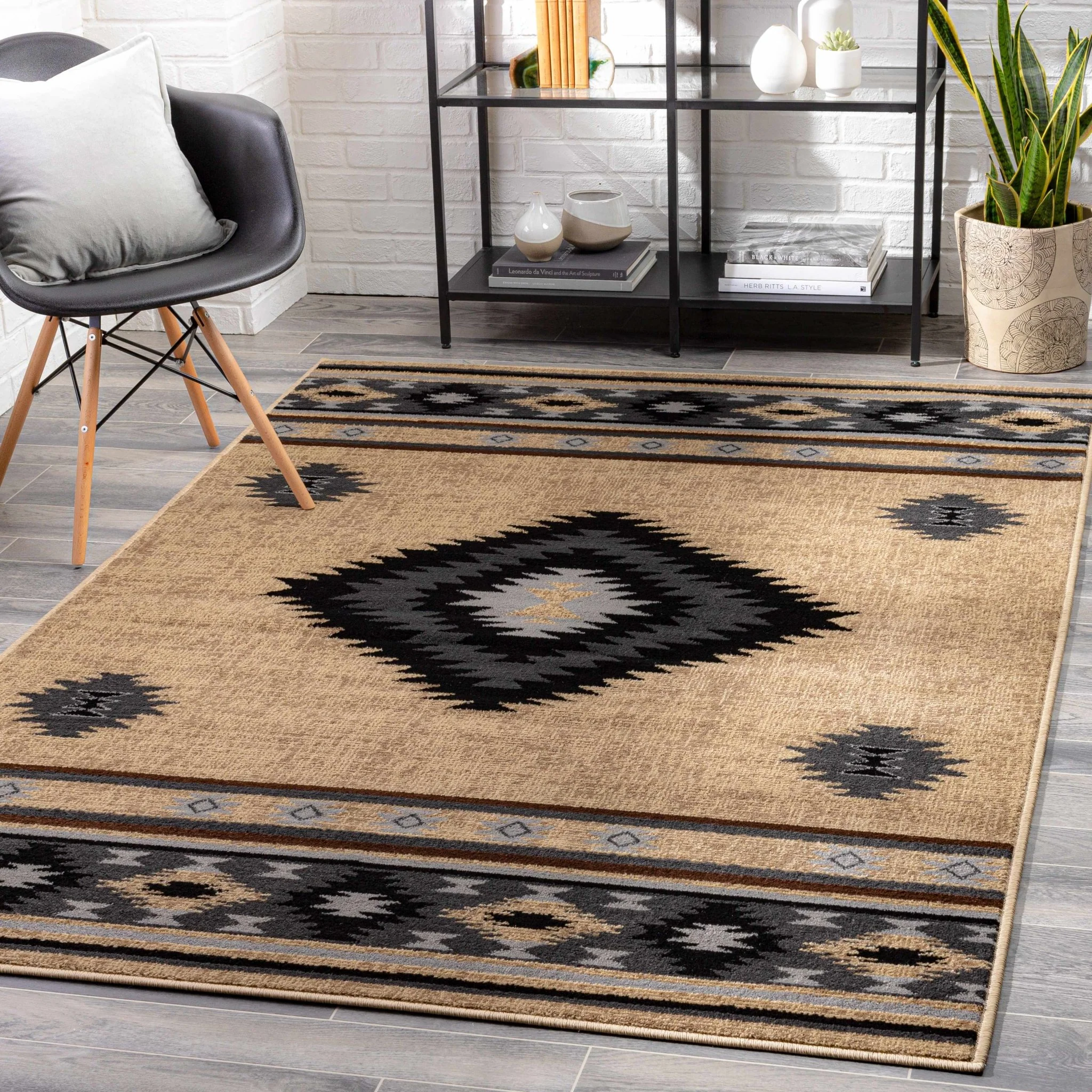 Brown, Black and Light Purple Mamluk Design Multi Size area Rug - Image 2