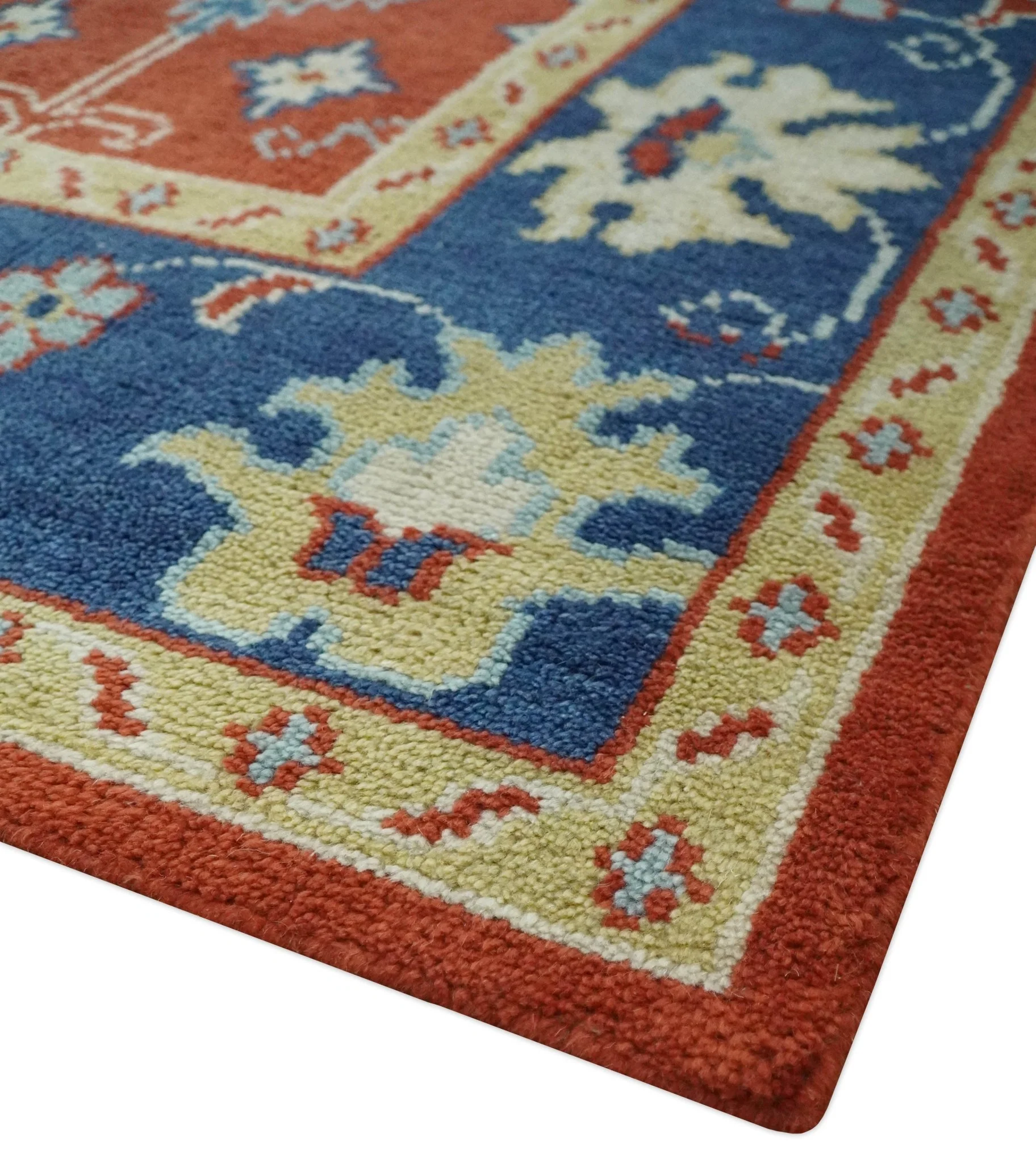Brown, Blue and Beige Traditional Oriental Hand Knotted Multi Size Wool Area Rug - Image 6